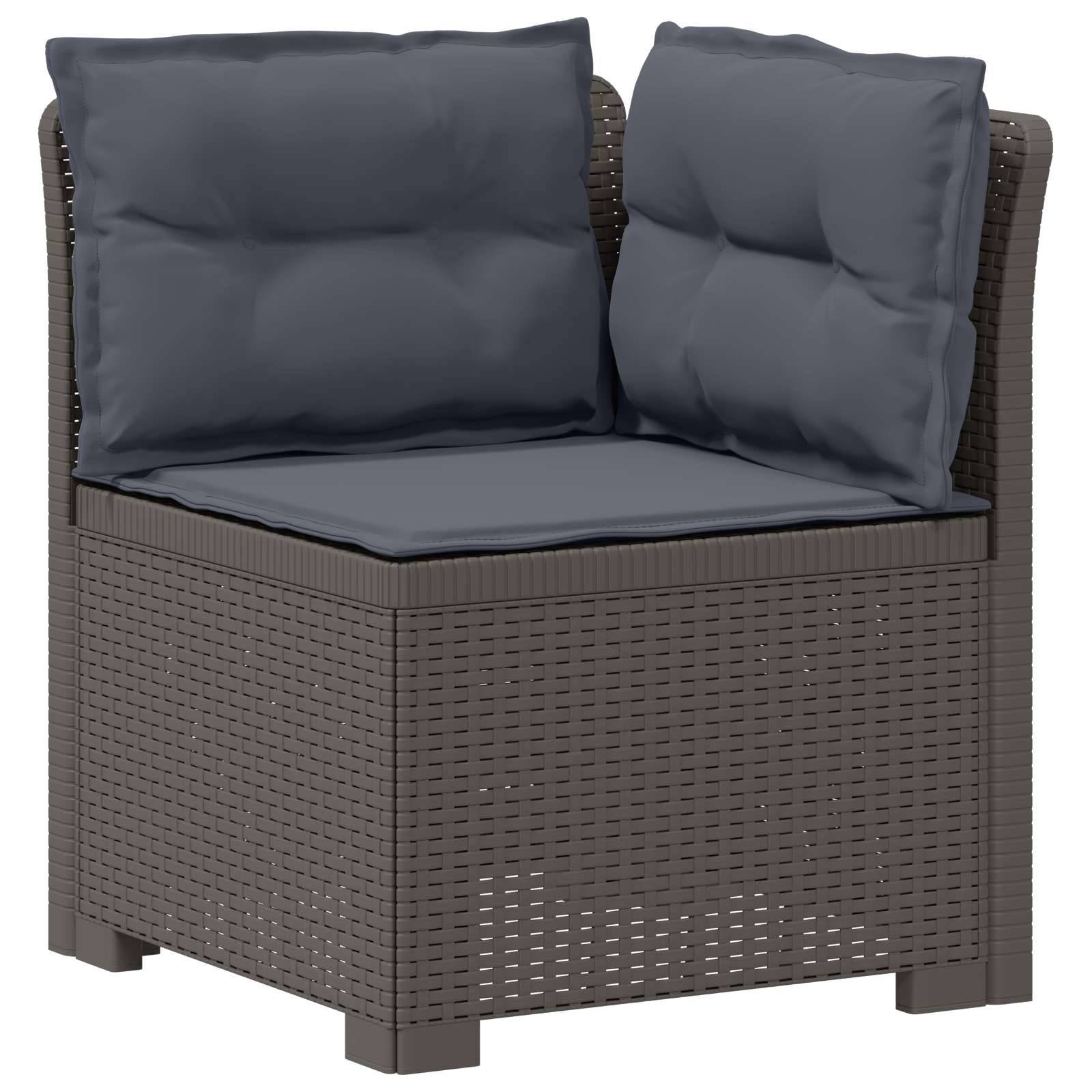 vidaXL 6-Sitzer Garten Sofa mit Kissen Rattan Look PP Hellgrau