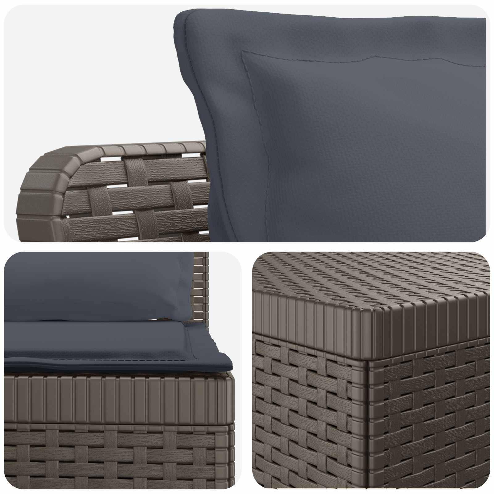 vidaXL 7-Sitzer Gartensofa mit Kissen Rattan-Look PP Hellgrau