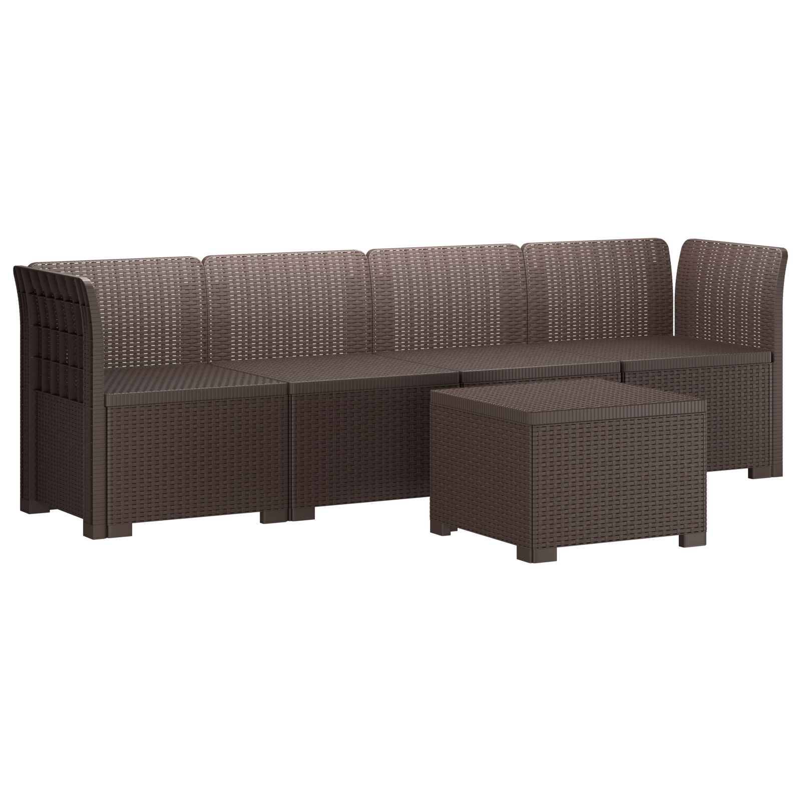 vidaXL 4-Sitzer Gartensofa Rattan Look PP Braun