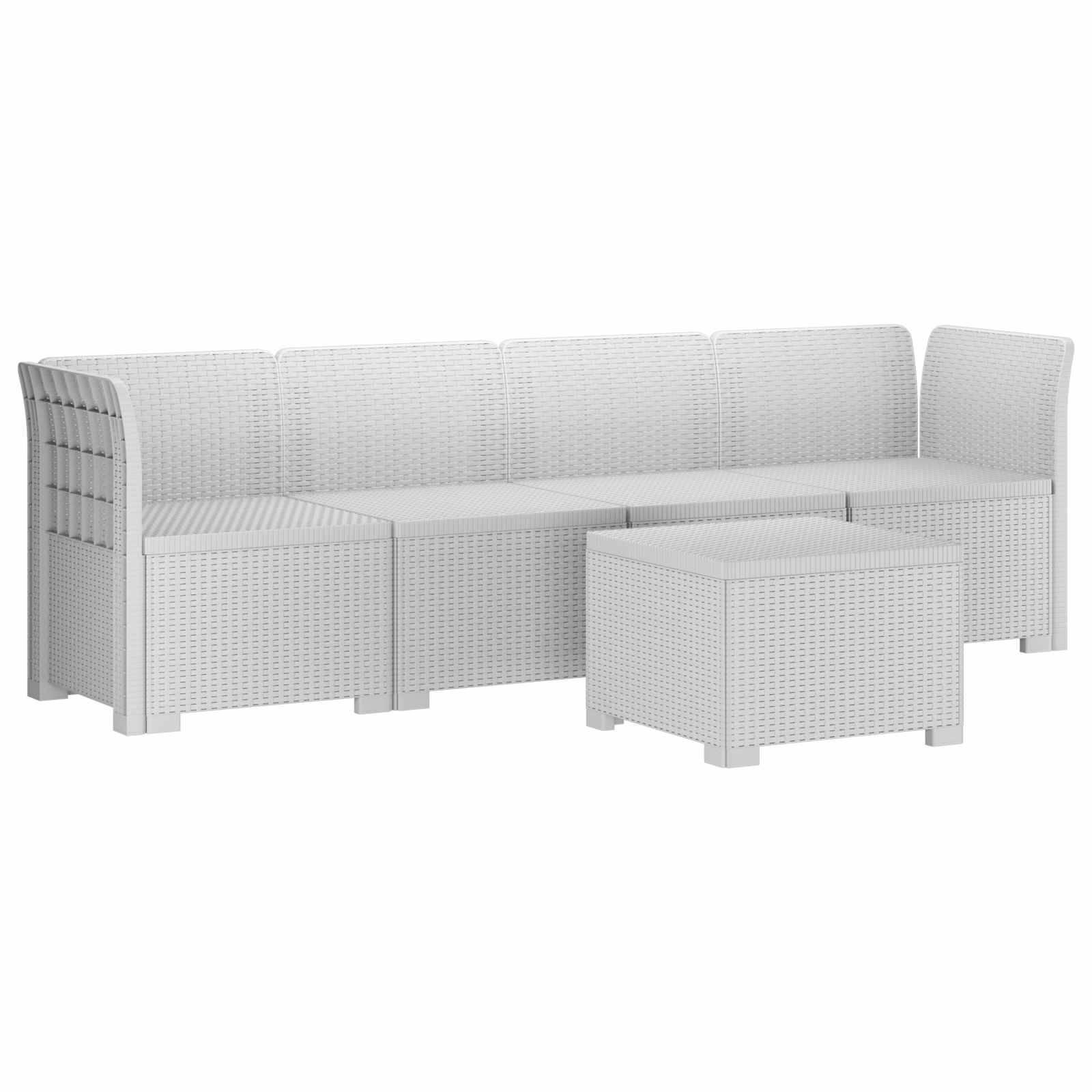 vidaXL 4-Sitzer Gartensofa Rattan Look PP Weiß