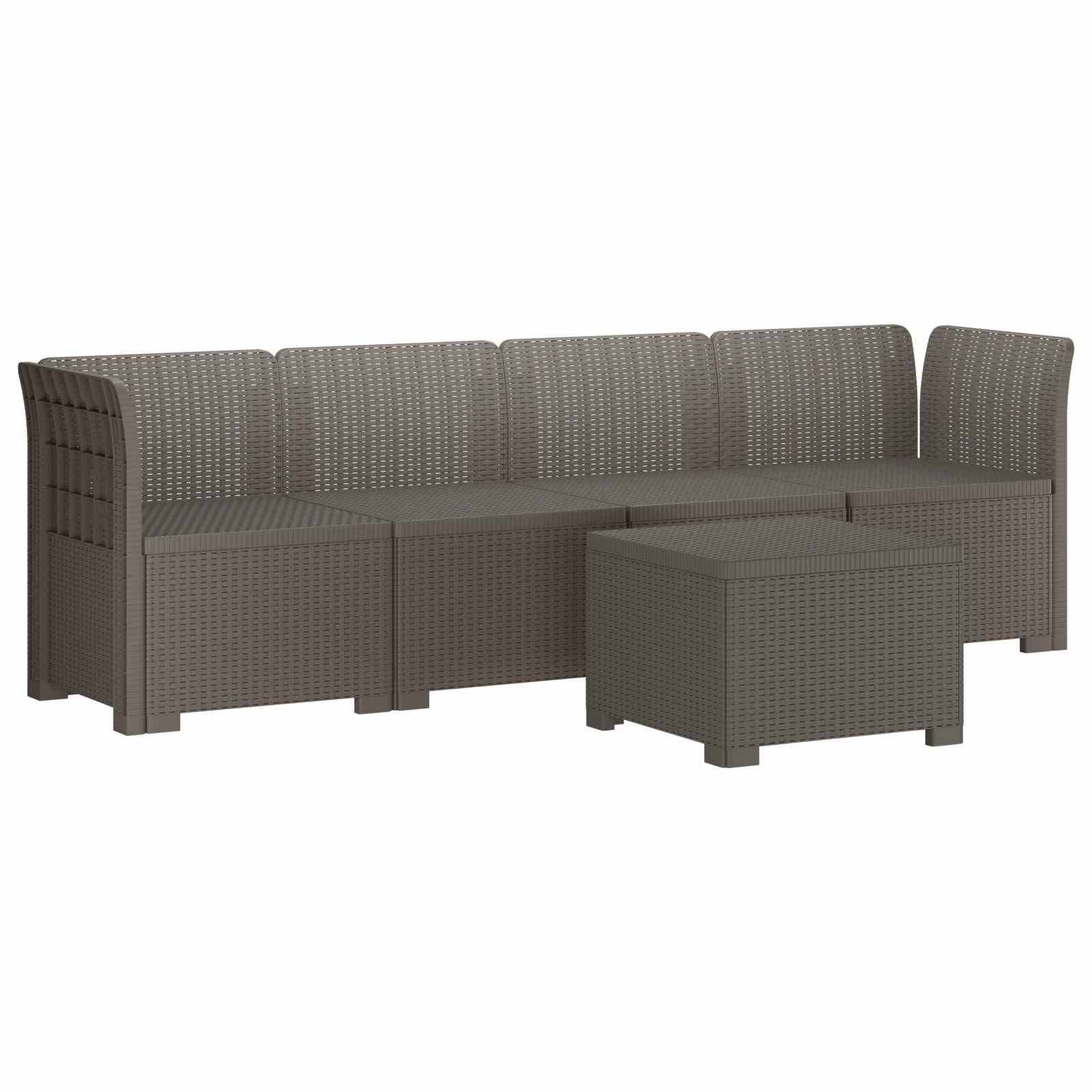 vidaXL 4-Sitzer Gartensofa Rattan Look PP Hellgrau
