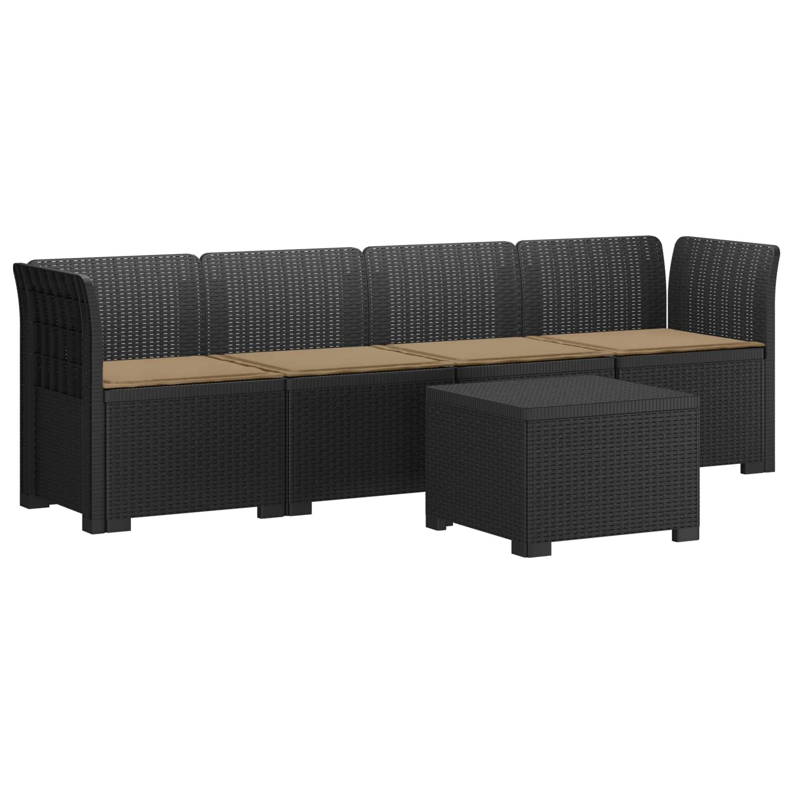 vidaXL 4-Sitzer Gartensofa mit Kissen Rattan Look PP Anthrazit