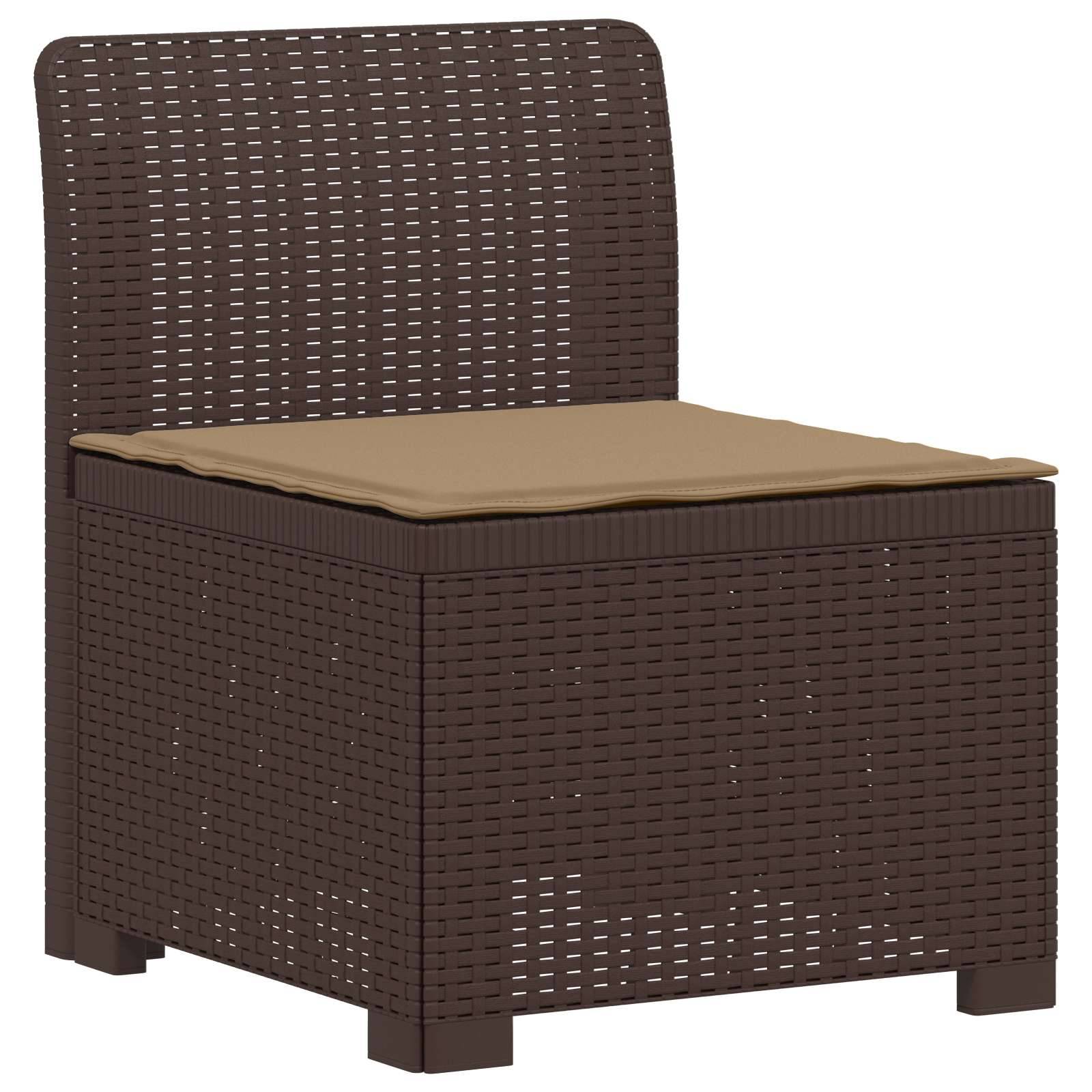 vidaXL 6-Sitzer Garten Sofa mit Kissen Rattan Look PP Braun