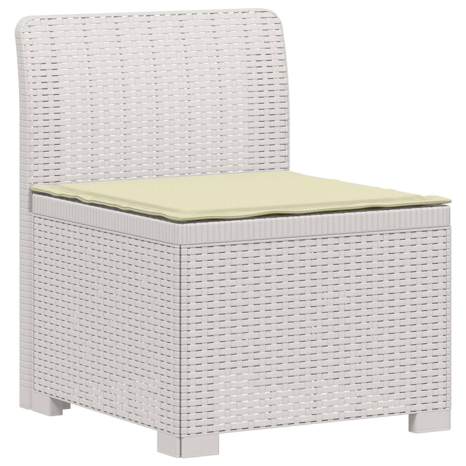vidaXL 6-Sitzer Garten Sofa mit Kissen Rattan Look PP Weiß