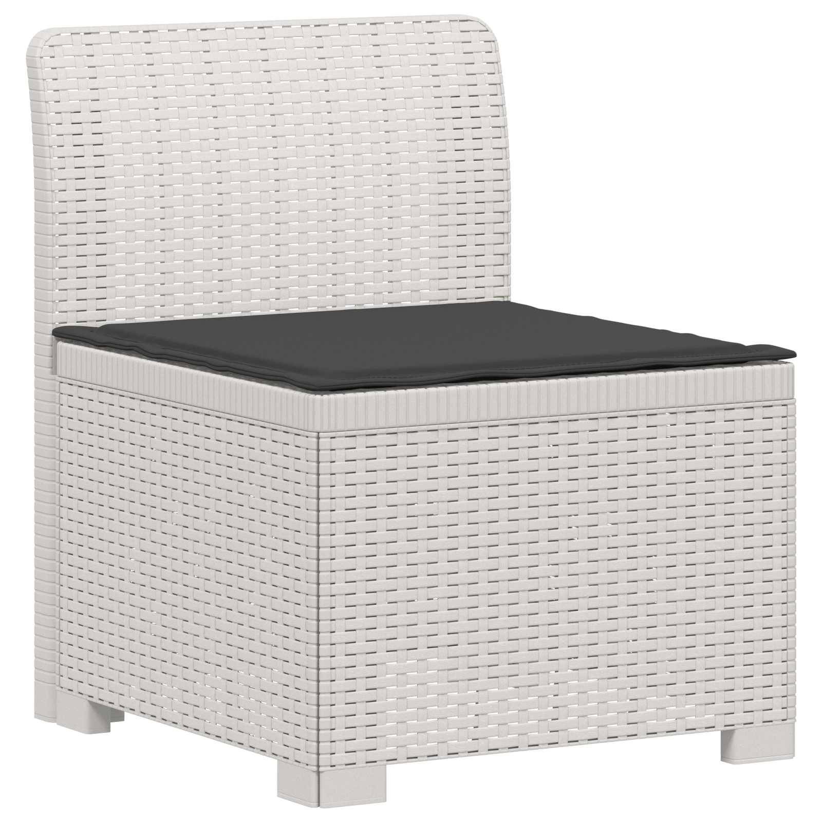 vidaXL 5-Sitzer Gartensofa mit Kissen Rattan-Look PP Weiß