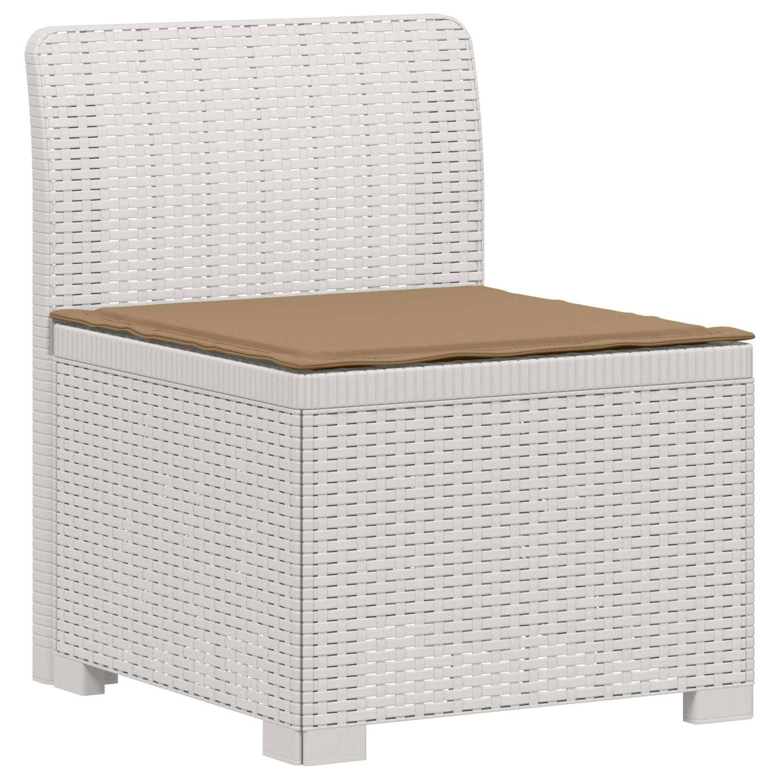 vidaXL 3-Sitzer Garten Sofa mit Kissen Rattan-Look PP Weiß