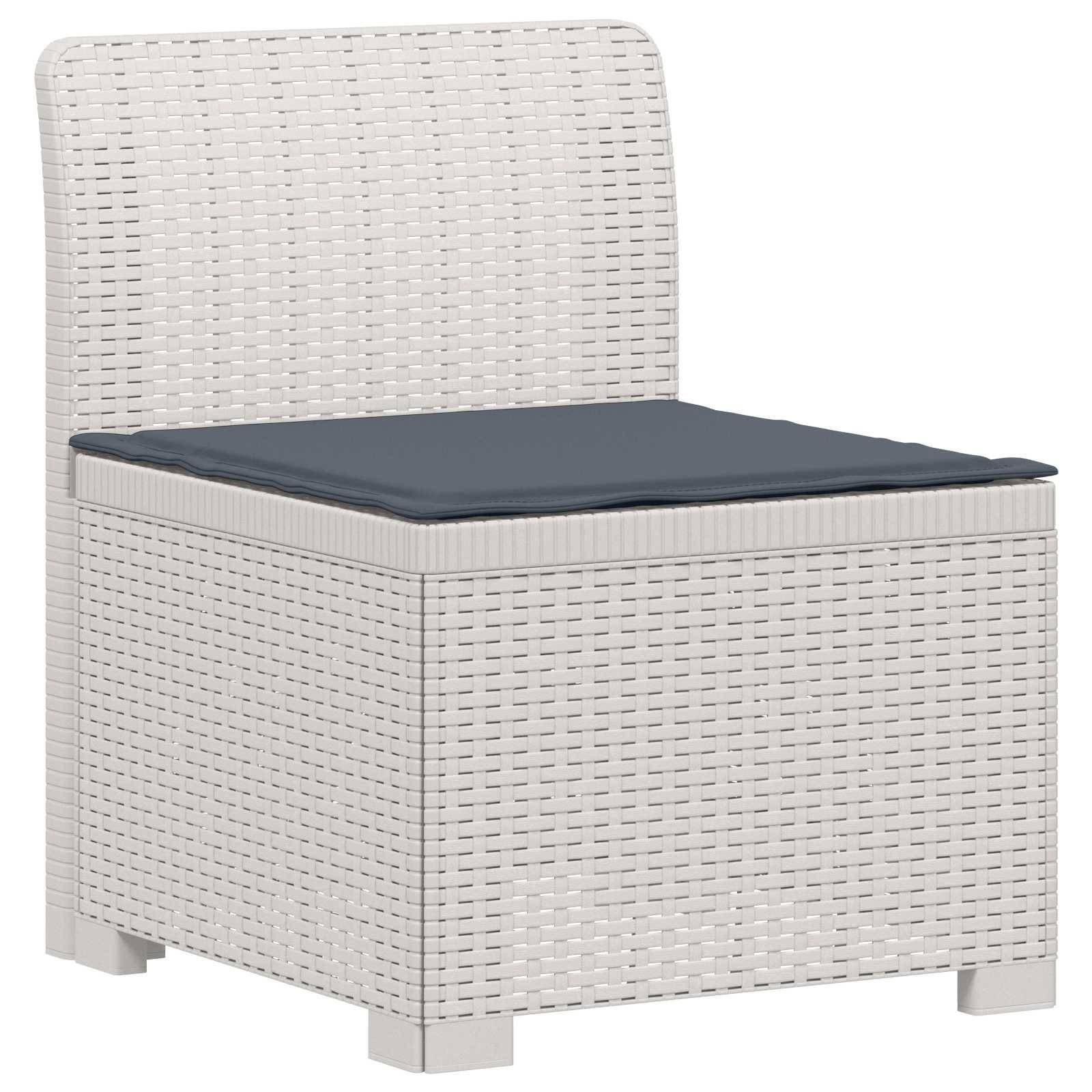 vidaXL 4-Sitzer Gartensofa mit Kissen Rattan Look PP Weiß