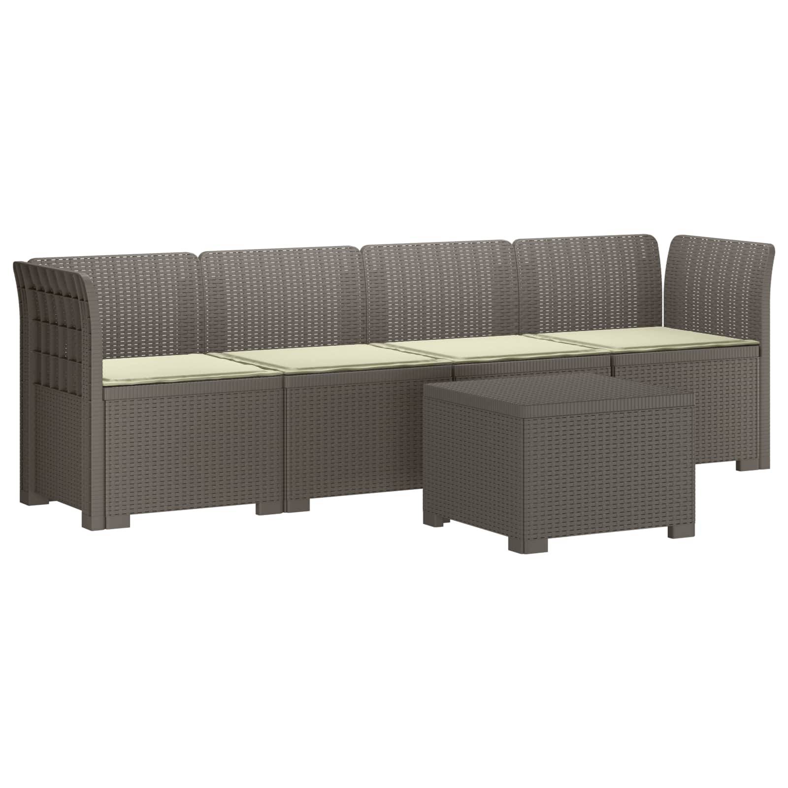vidaXL 4-Sitzer Gartensofa mit Kissen Rattan Look PP Hellgrau