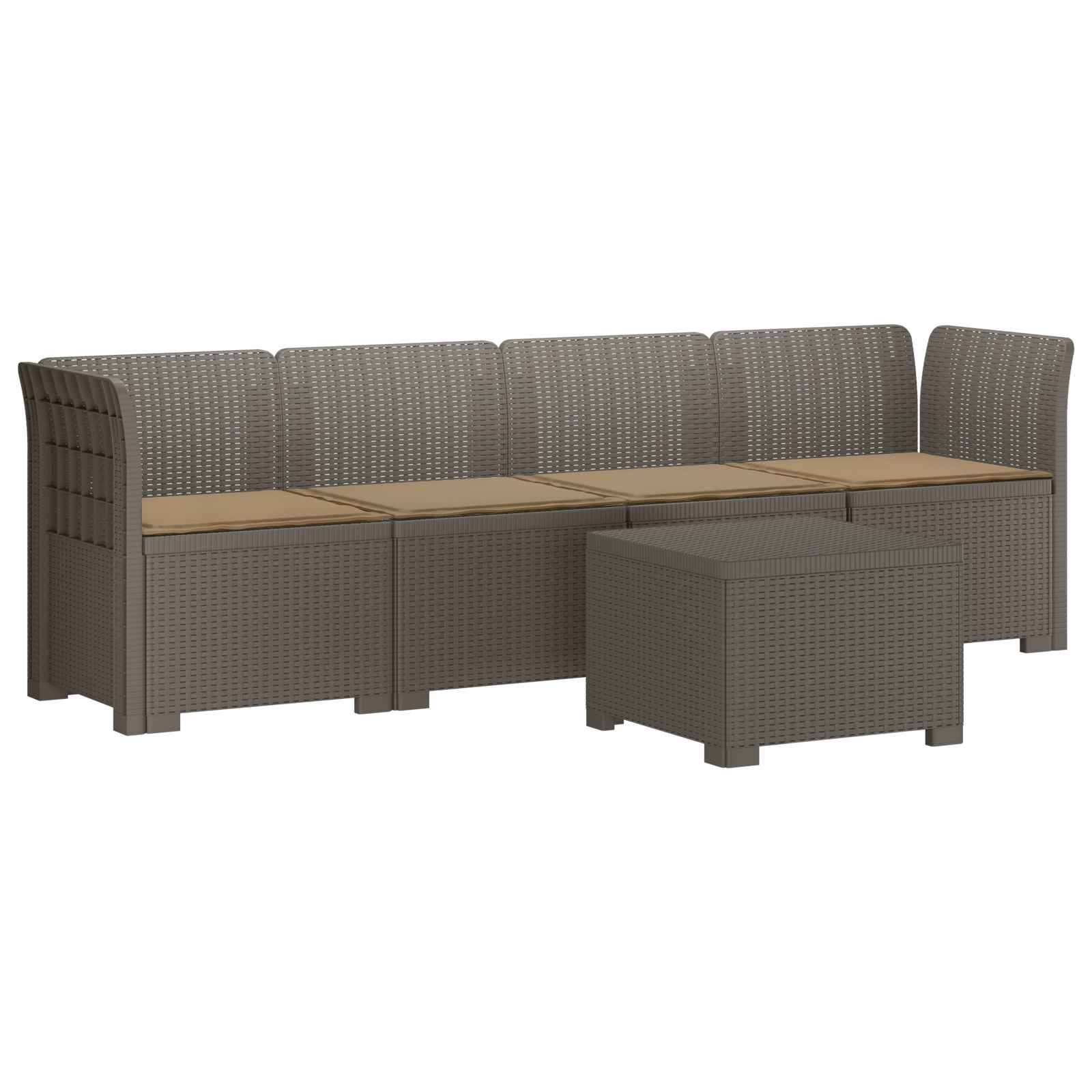 vidaXL 4-Sitzer Gartensofa mit Kissen Rattan Look PP Hellgrau