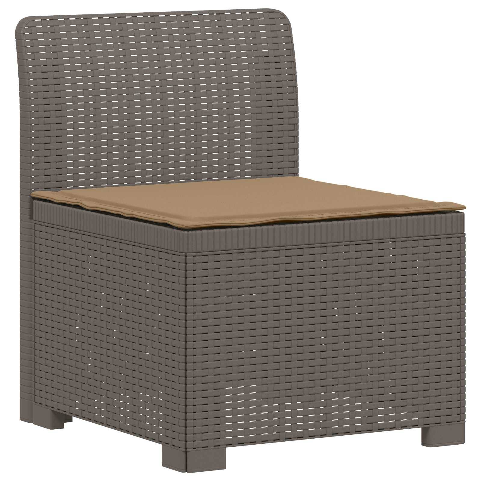 vidaXL 4-Sitzer Gartensofa mit Kissen Rattan Look PP Hellgrau