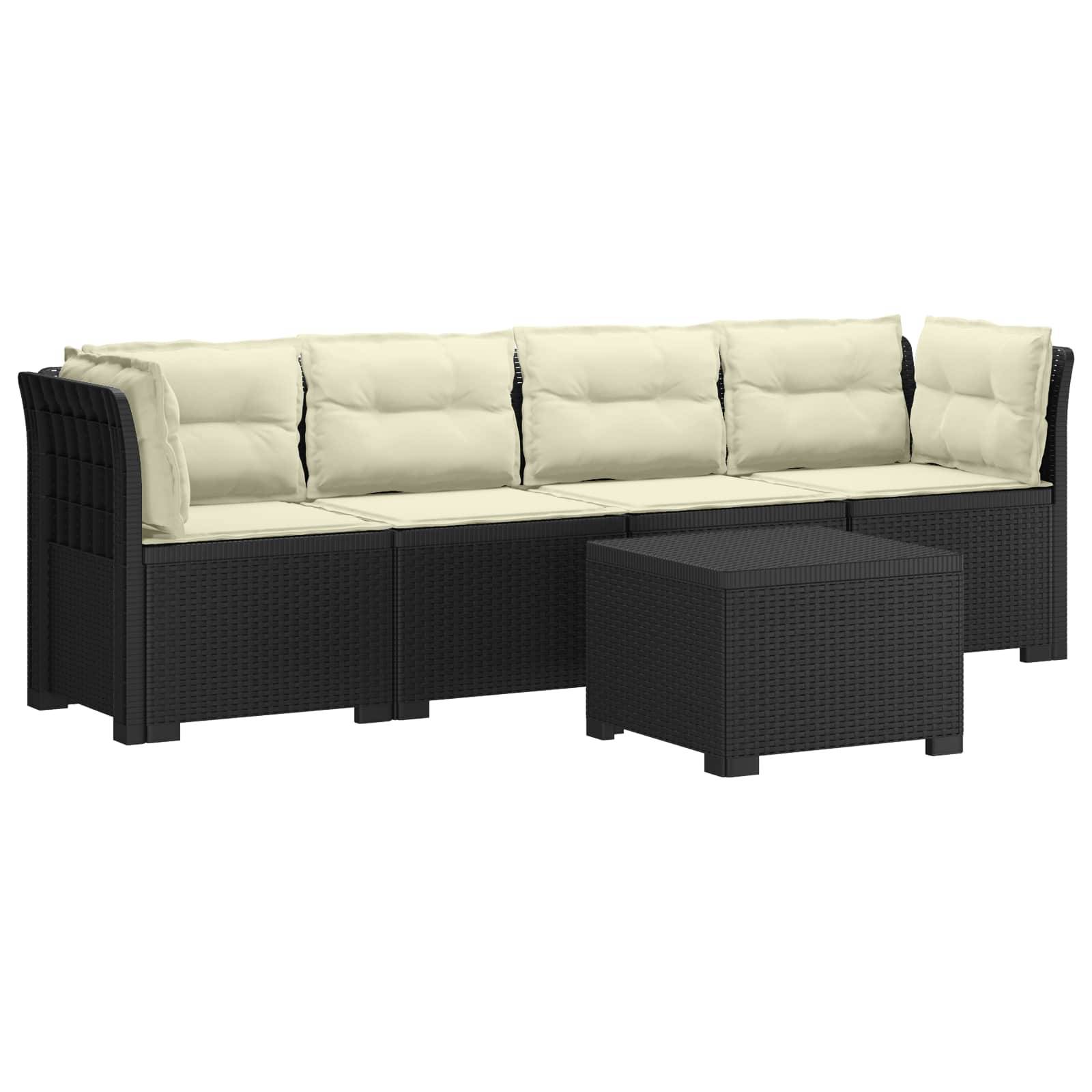 vidaXL 4-Sitzer Gartensofa mit Kissen Rattan Look PP Anthrazit