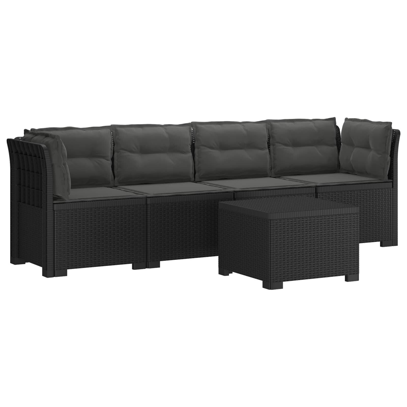 vidaXL 4-Sitzer Gartensofa mit Kissen Rattan Look PP Anthrazit