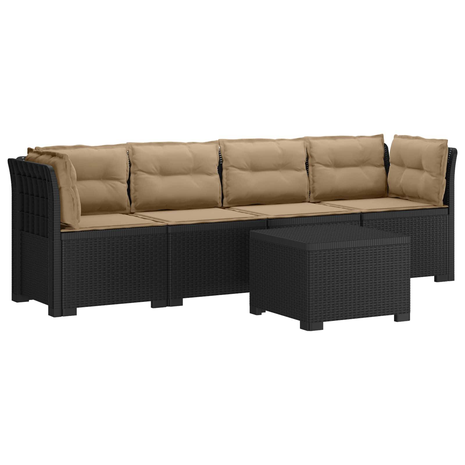 vidaXL 4-Sitzer Gartensofa mit Kissen Rattan Look PP Anthrazit