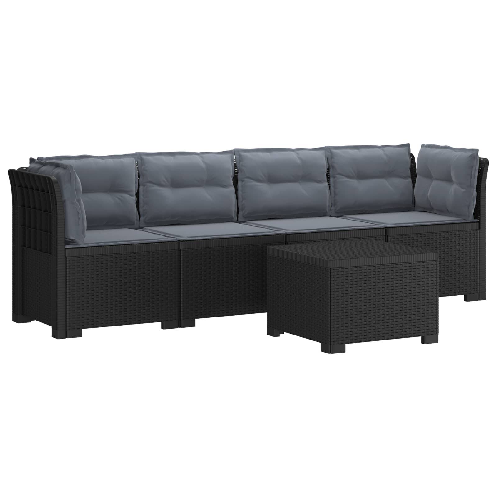 vidaXL 4-Sitzer Gartensofa mit Kissen Rattan Look PP Anthrazit