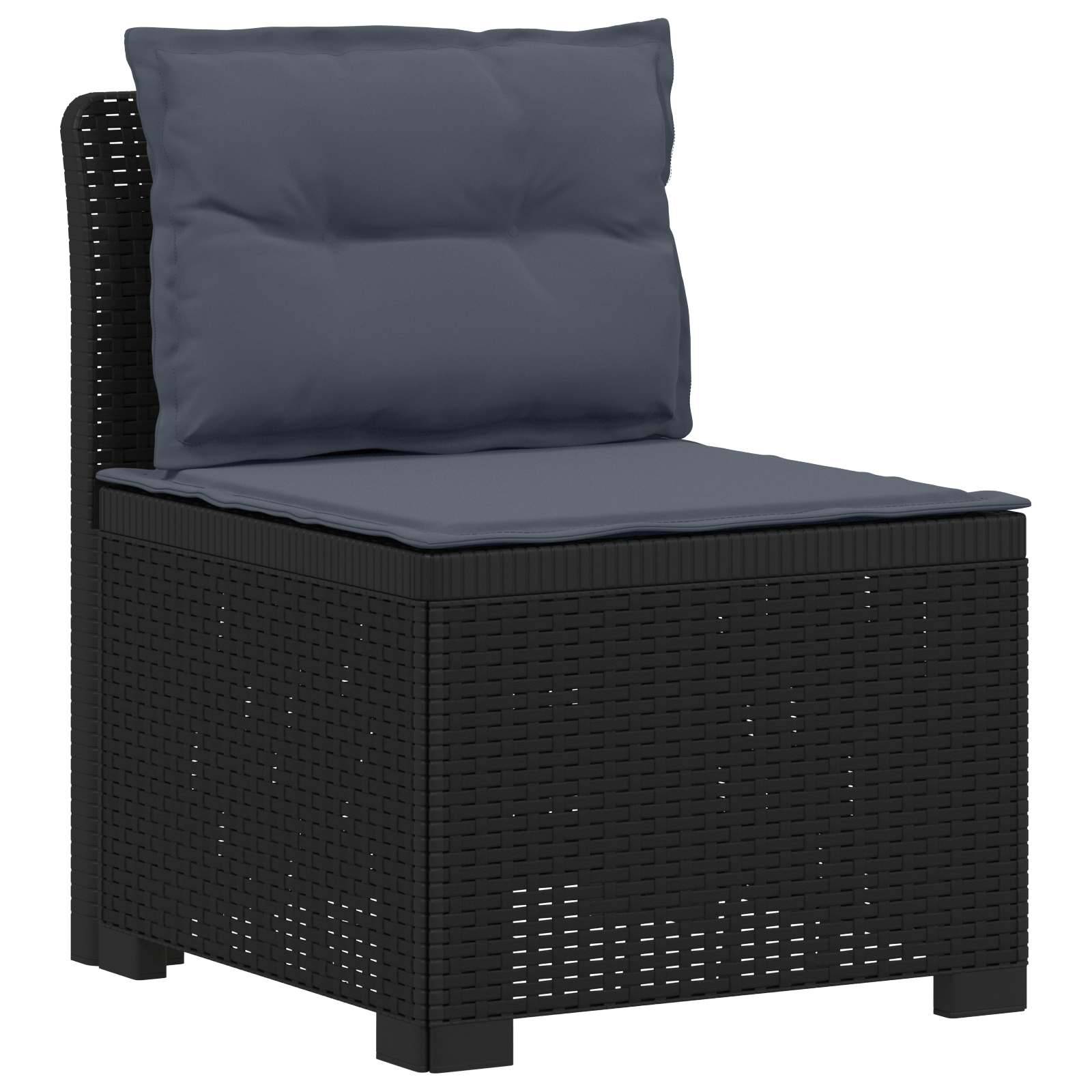 vidaXL 4-Sitzer Gartensofa mit Kissen Rattan Look PP Anthrazit