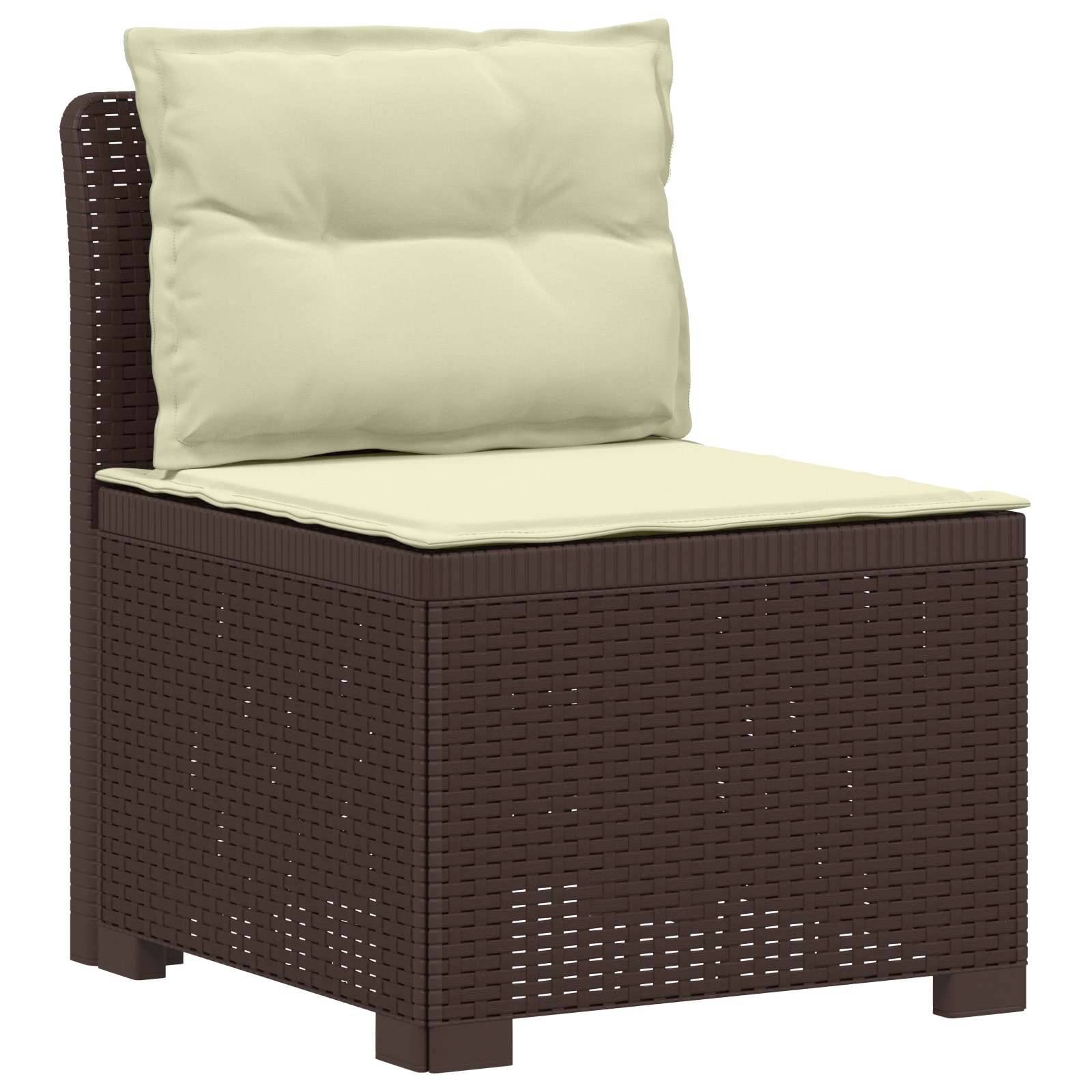 vidaXL 6-Sitzer Garten Sofa mit Kissen Rattan Look PP Braun