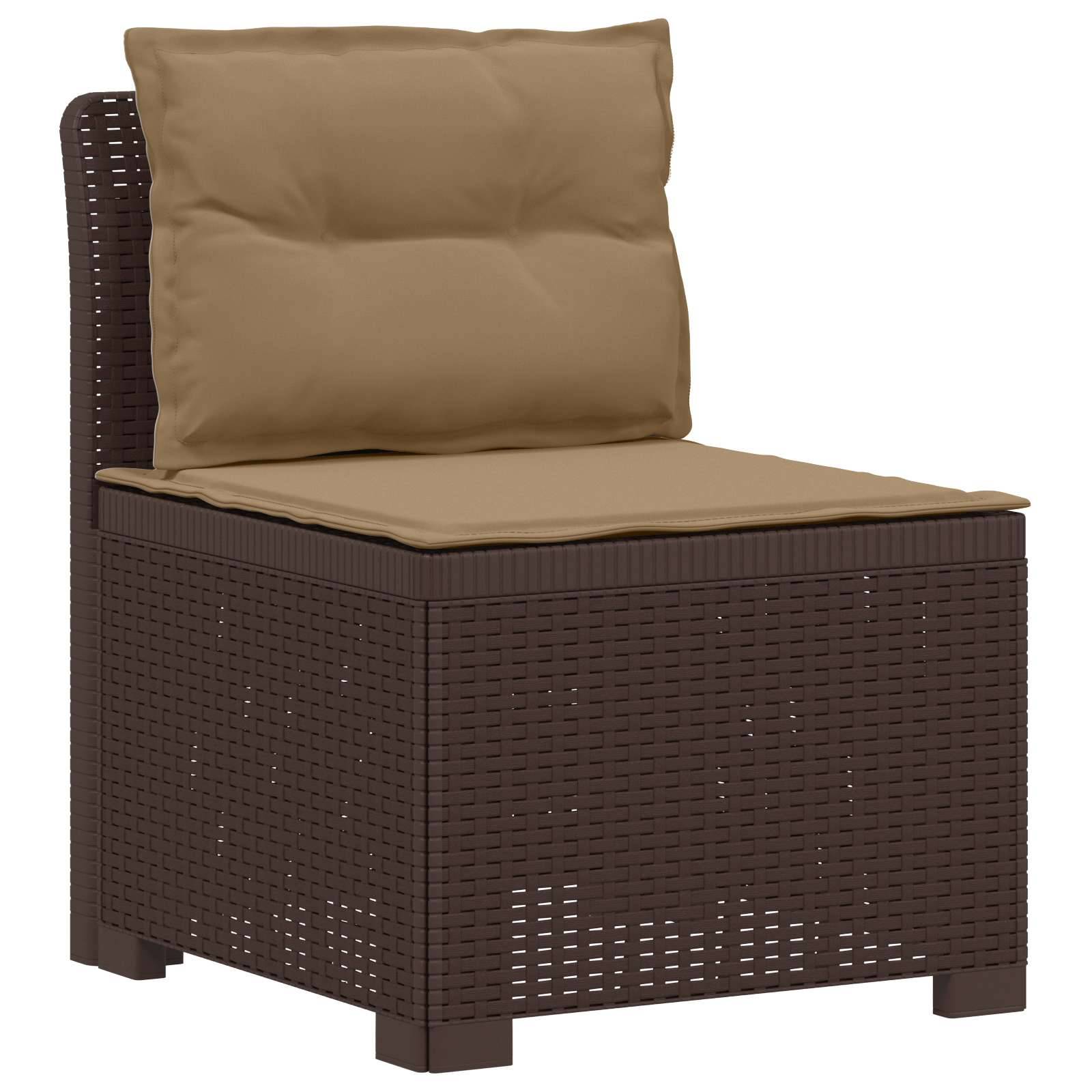 vidaXL 5-Sitzer Gartensofa mit Kissen Rattan-Look PP Braun