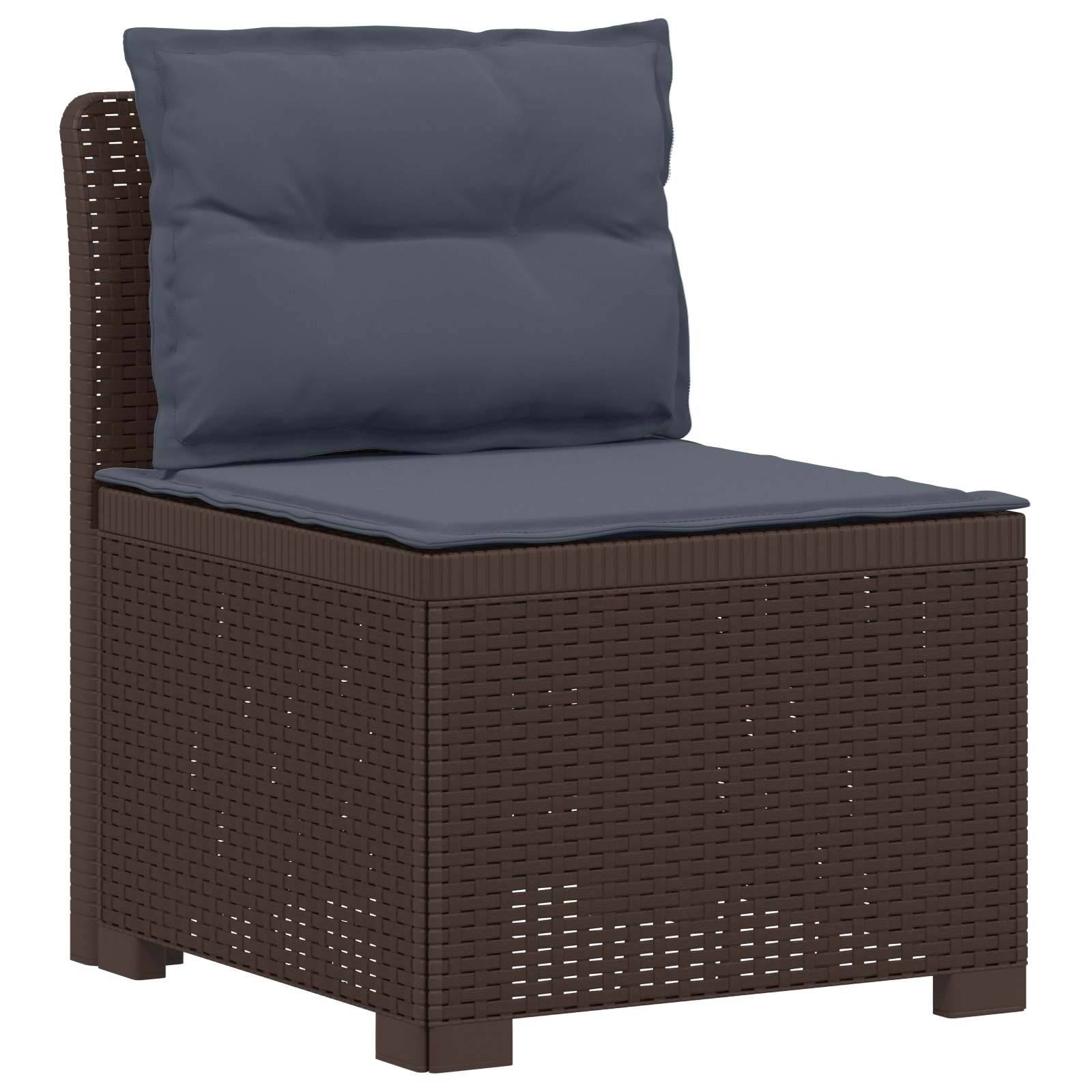 vidaXL 3-Sitzer Garten Sofa mit Kissen Rattan-Look PP Braun