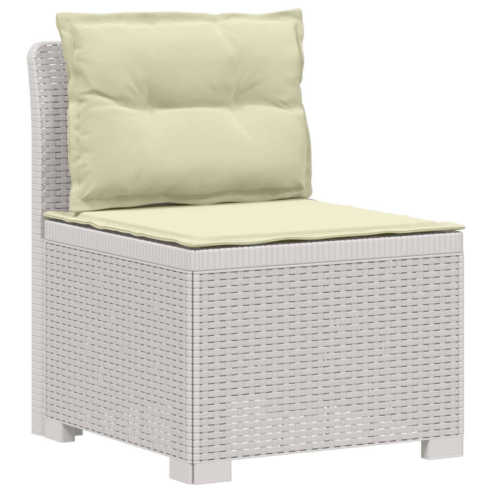 vidaXL 4-Sitzer Gartensofa mit Kissen Rattan Look PP Weiß