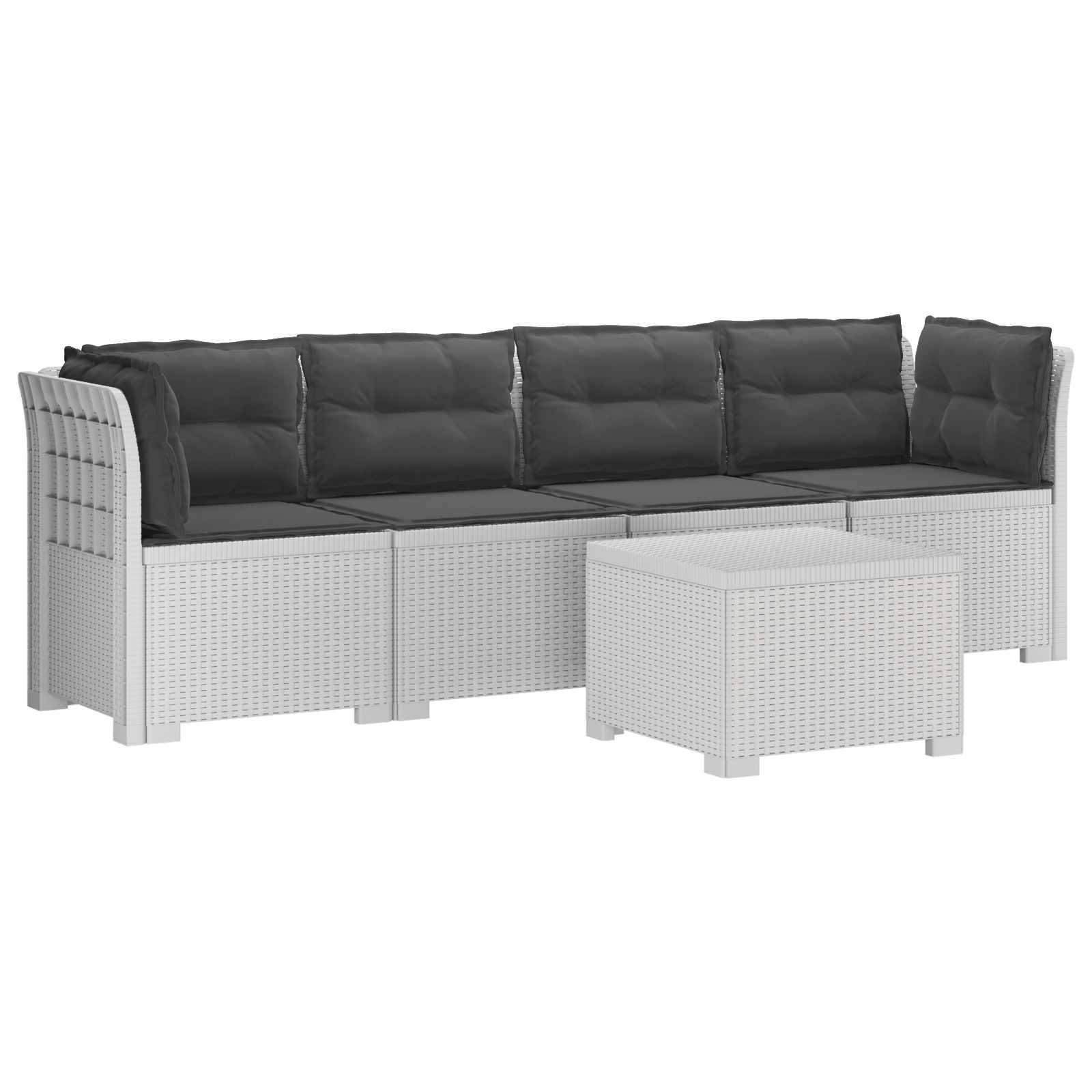 vidaXL 4-Sitzer Gartensofa mit Kissen Rattan Look PP Weiß