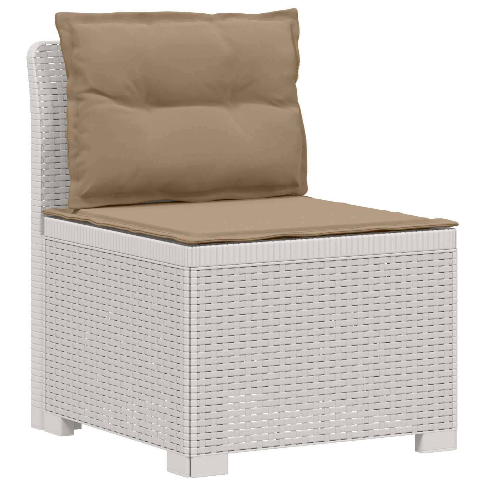 vidaXL 6-Sitzer Garten Sofa mit Kissen Rattan Look PP Weiß