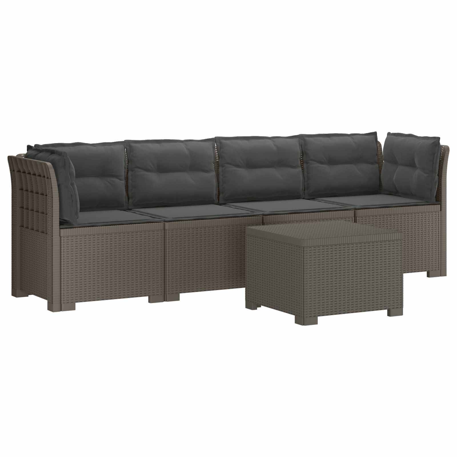 vidaXL 4-Sitzer Gartensofa mit Kissen Rattan Look PP Hellgrau