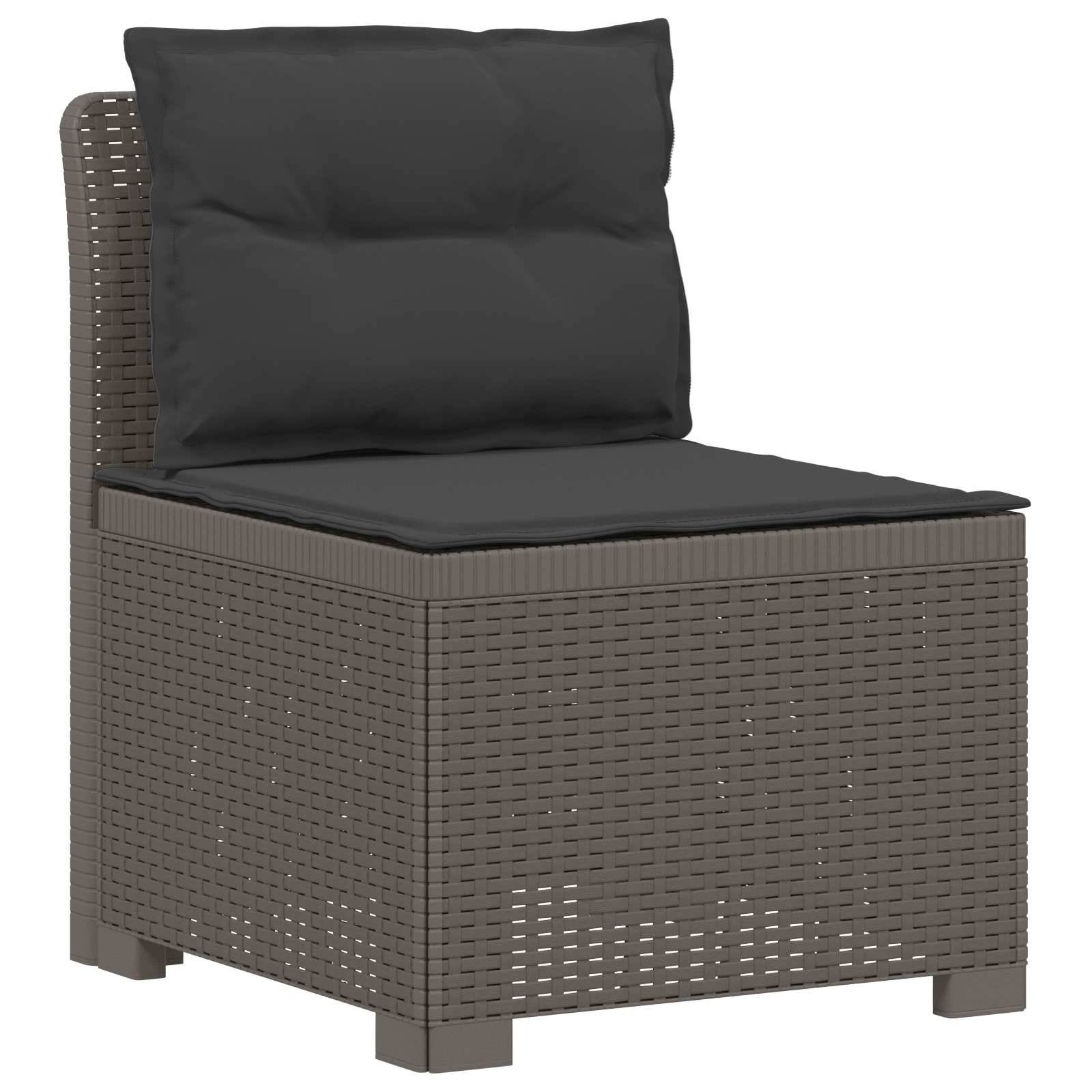 vidaXL 6-Sitzer Garten Sofa mit Kissen Rattan Look PP Hellgrau