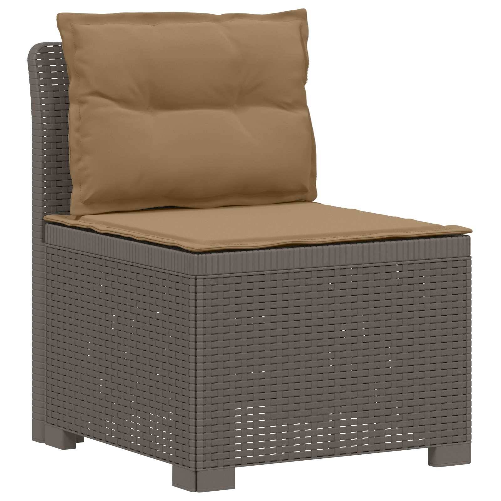 vidaXL 5-Sitzer Gartensofa mit Kissen Rattan-Look PP Hellgrau