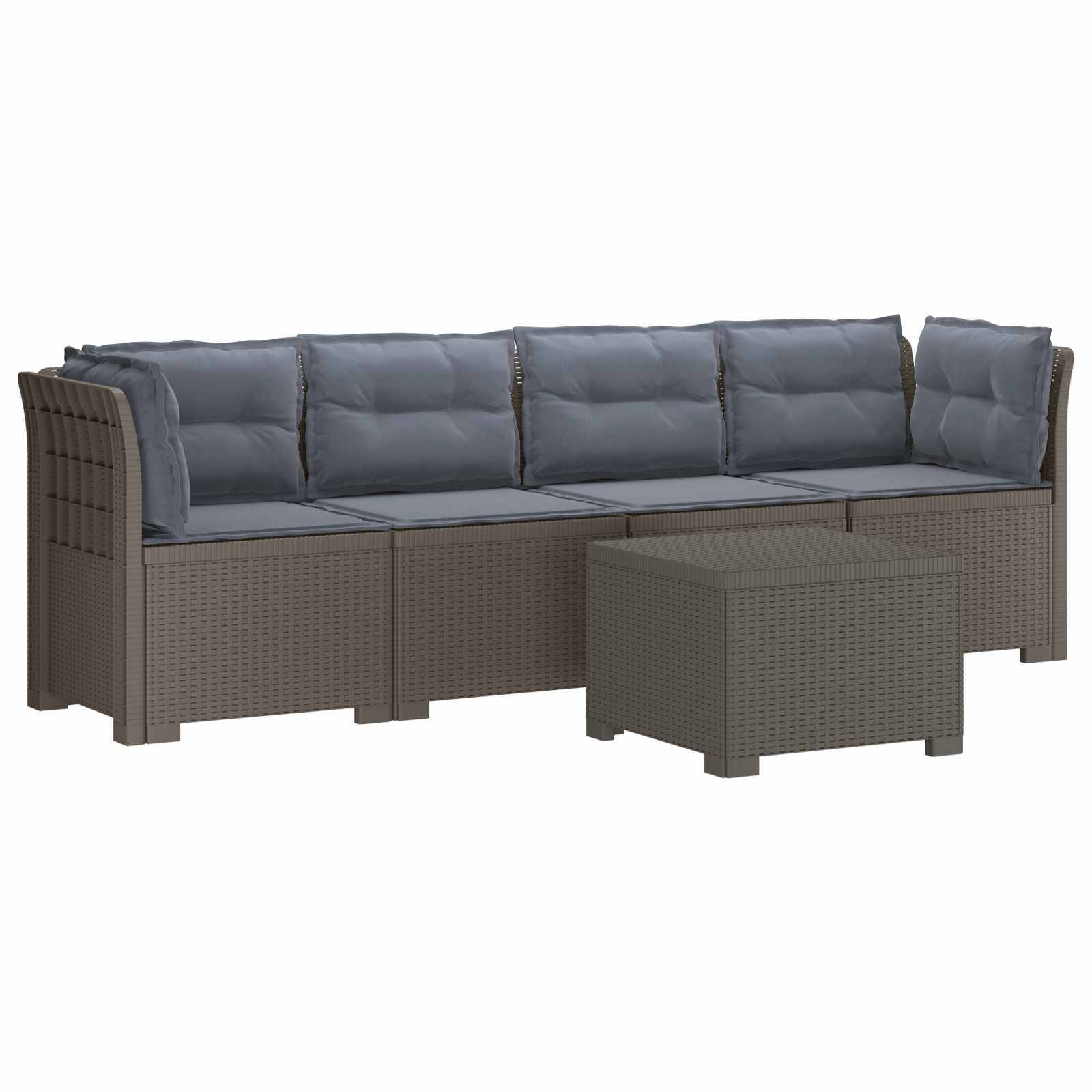 vidaXL 4-Sitzer Gartensofa mit Kissen Rattan Look PP Hellgrau