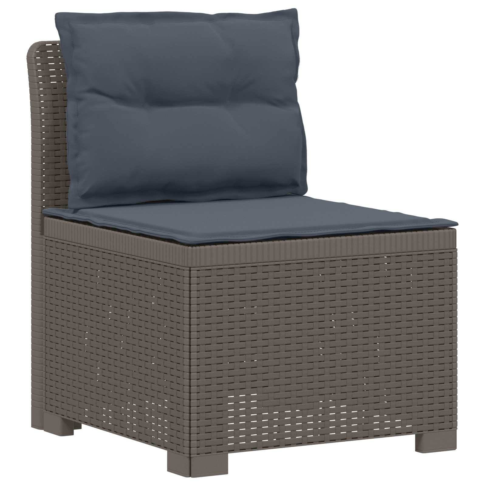 vidaXL 6-Sitzer Garten Sofa mit Kissen Rattan Look PP Hellgrau
