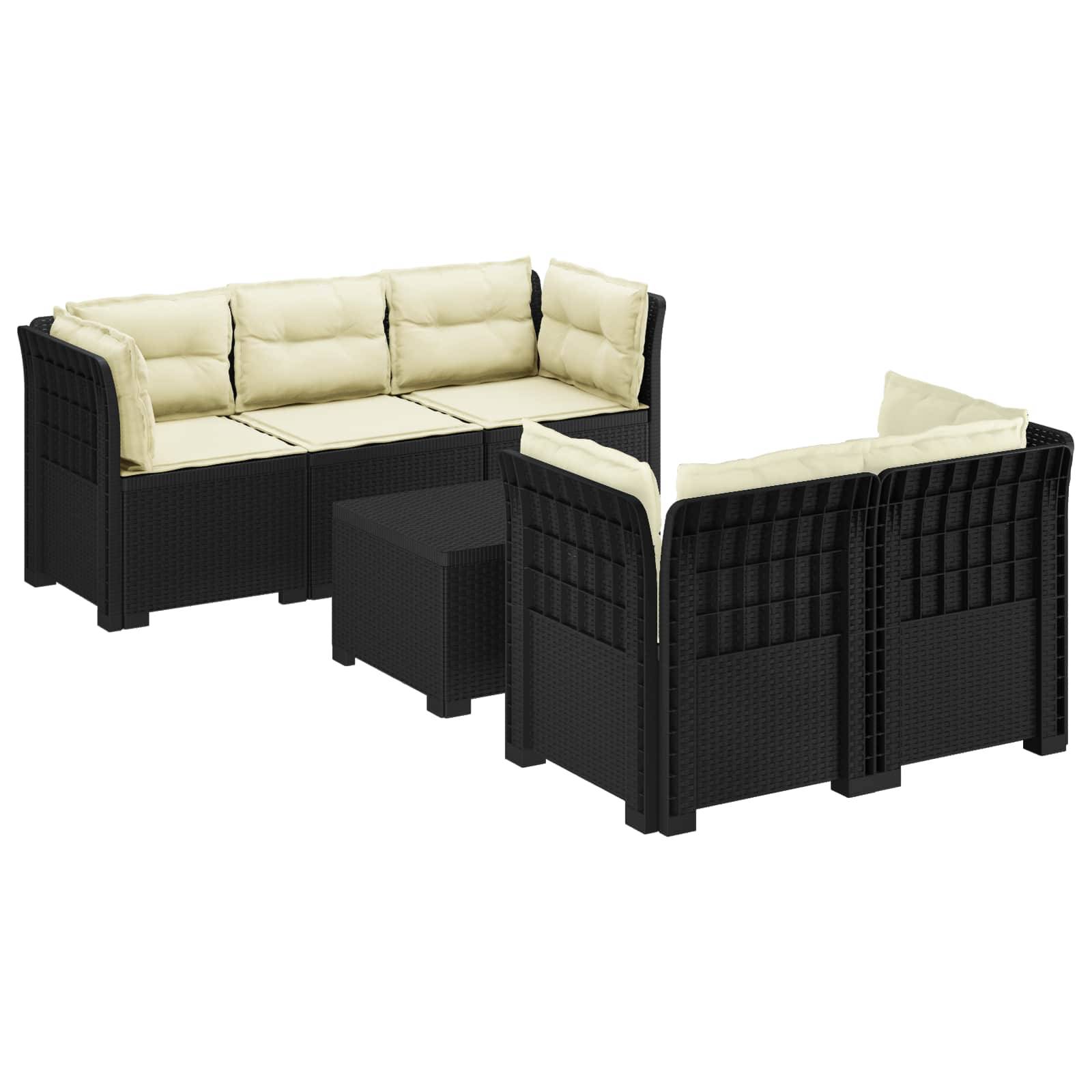 vidaXL 5-Sitzer Gartensofa mit Kissen Rattan-Look PP Anthrazit