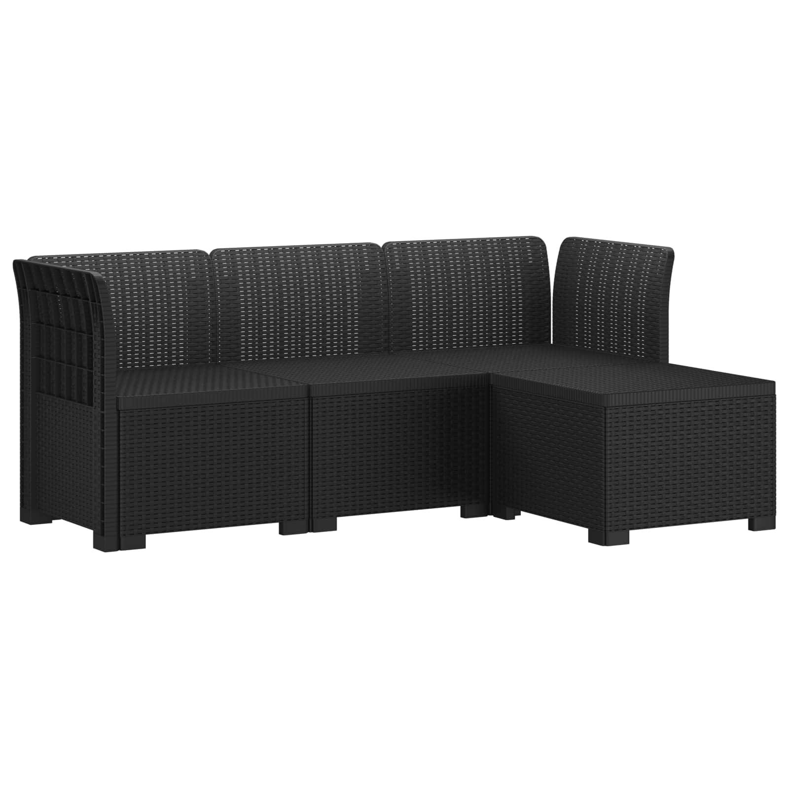 vidaXL 4-Sitzer Garten Sofa Rattan Look PP Anthrazit