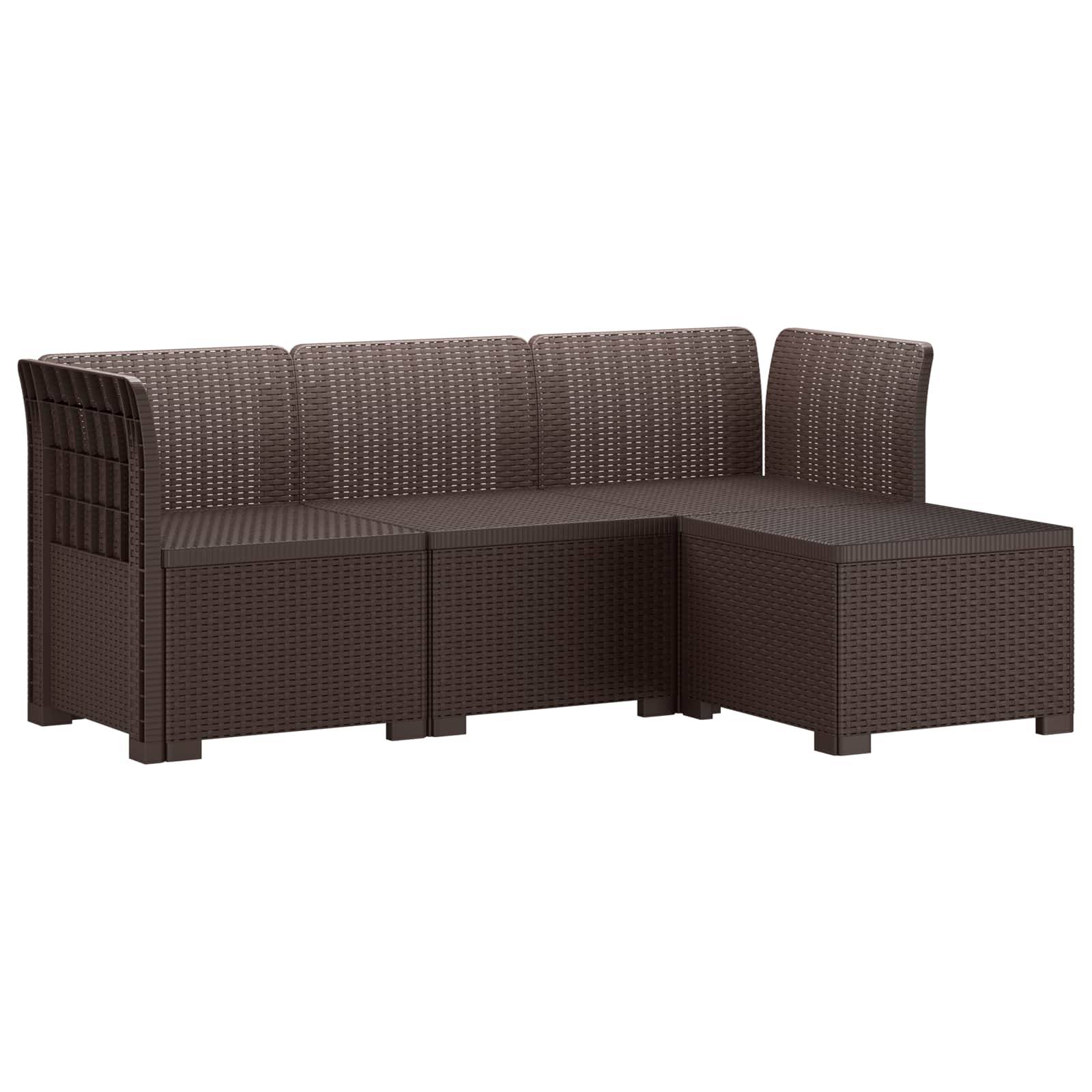vidaXL 4-Sitzer Garten Sofa Rattan Look PP Braun