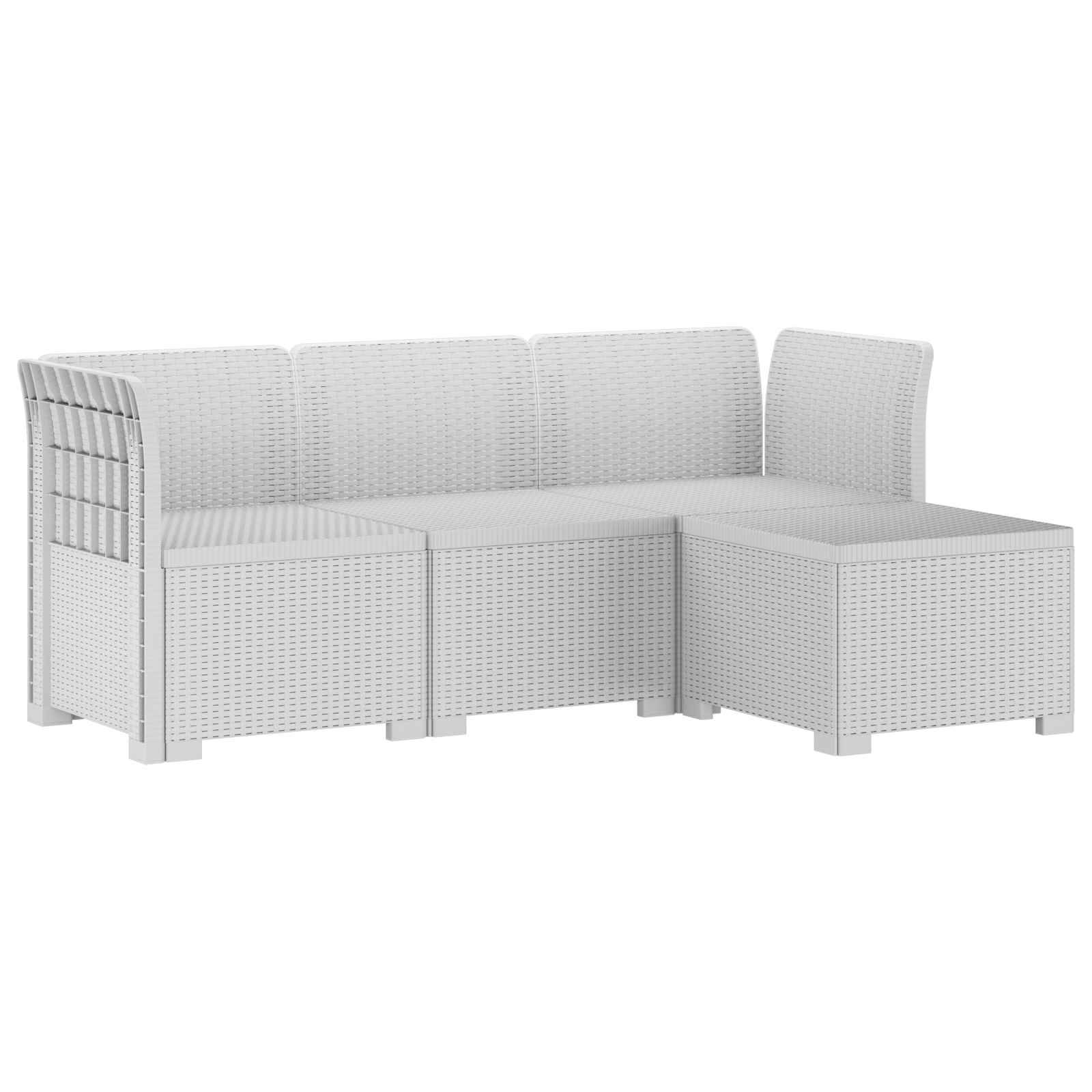 vidaXL 4-Sitzer Garten Sofa Rattan Look PP Weiß