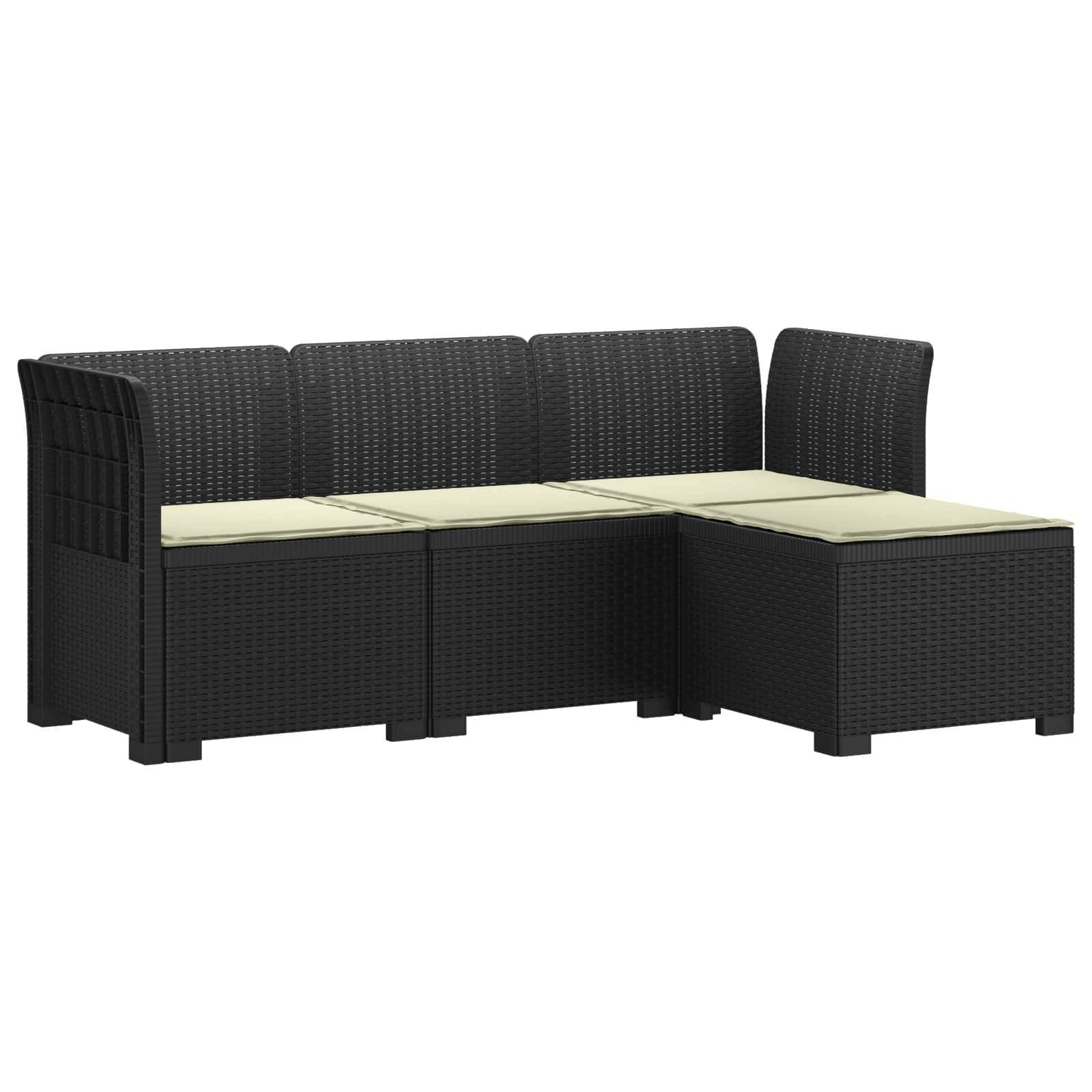 vidaXL 4-Sitzer Garten Sofa mit Kissen Rattan Look PP Anthrazit