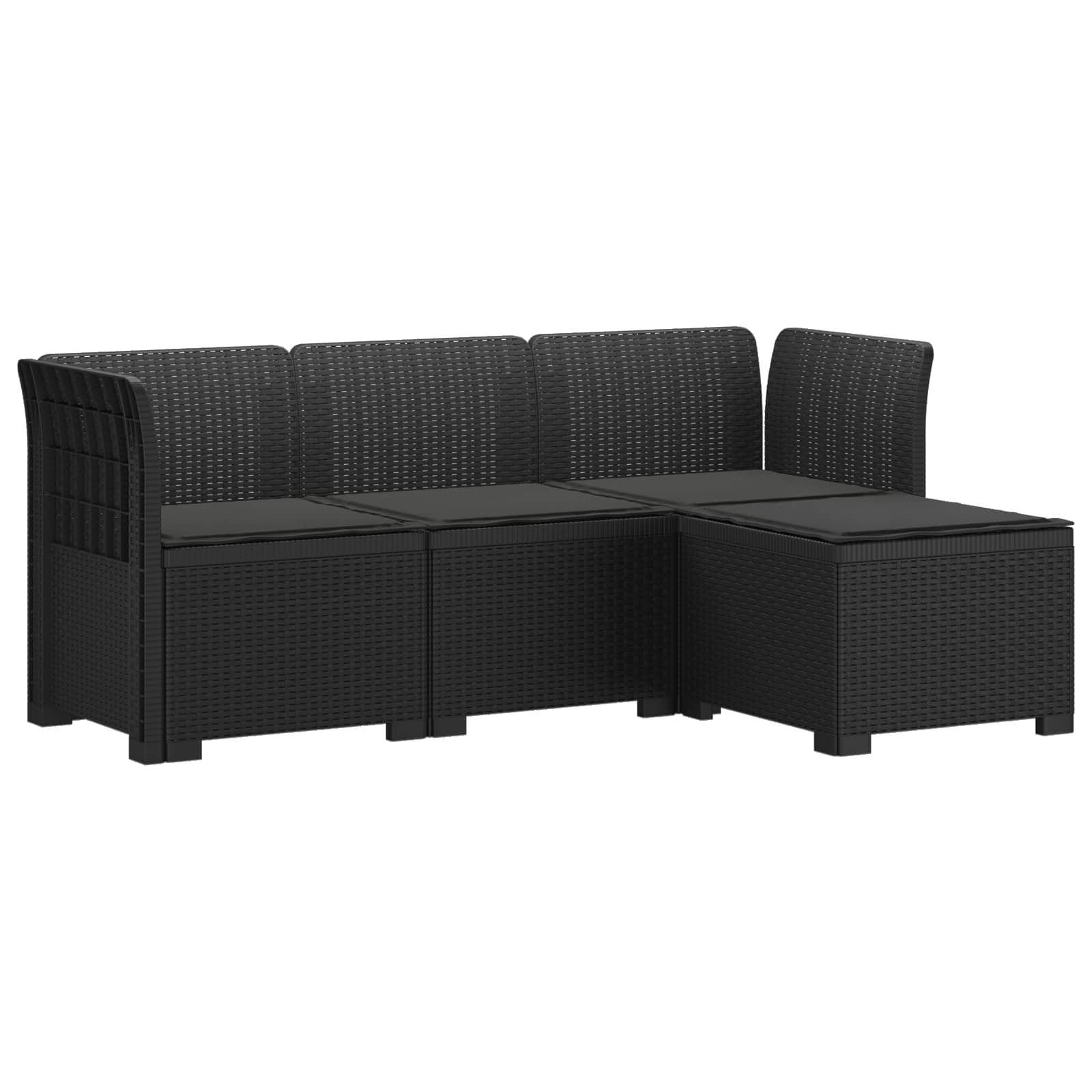 vidaXL 4-Sitzer Garten Sofa mit Kissen Rattan Look PP Anthrazit