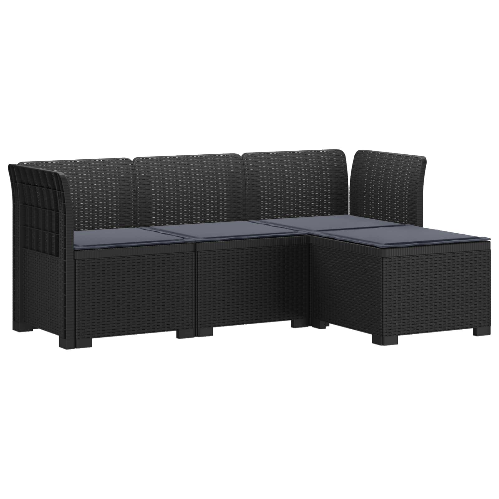 vidaXL 4-Sitzer Garten Sofa mit Kissen Rattan Look PP Anthrazit