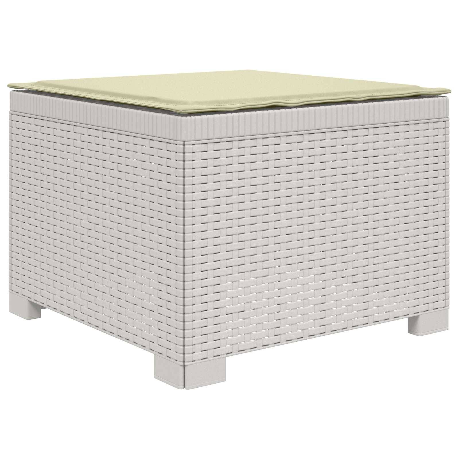 vidaXL 4-Sitzer Garten Sofa mit Kissen Rattan Look PP Weiß