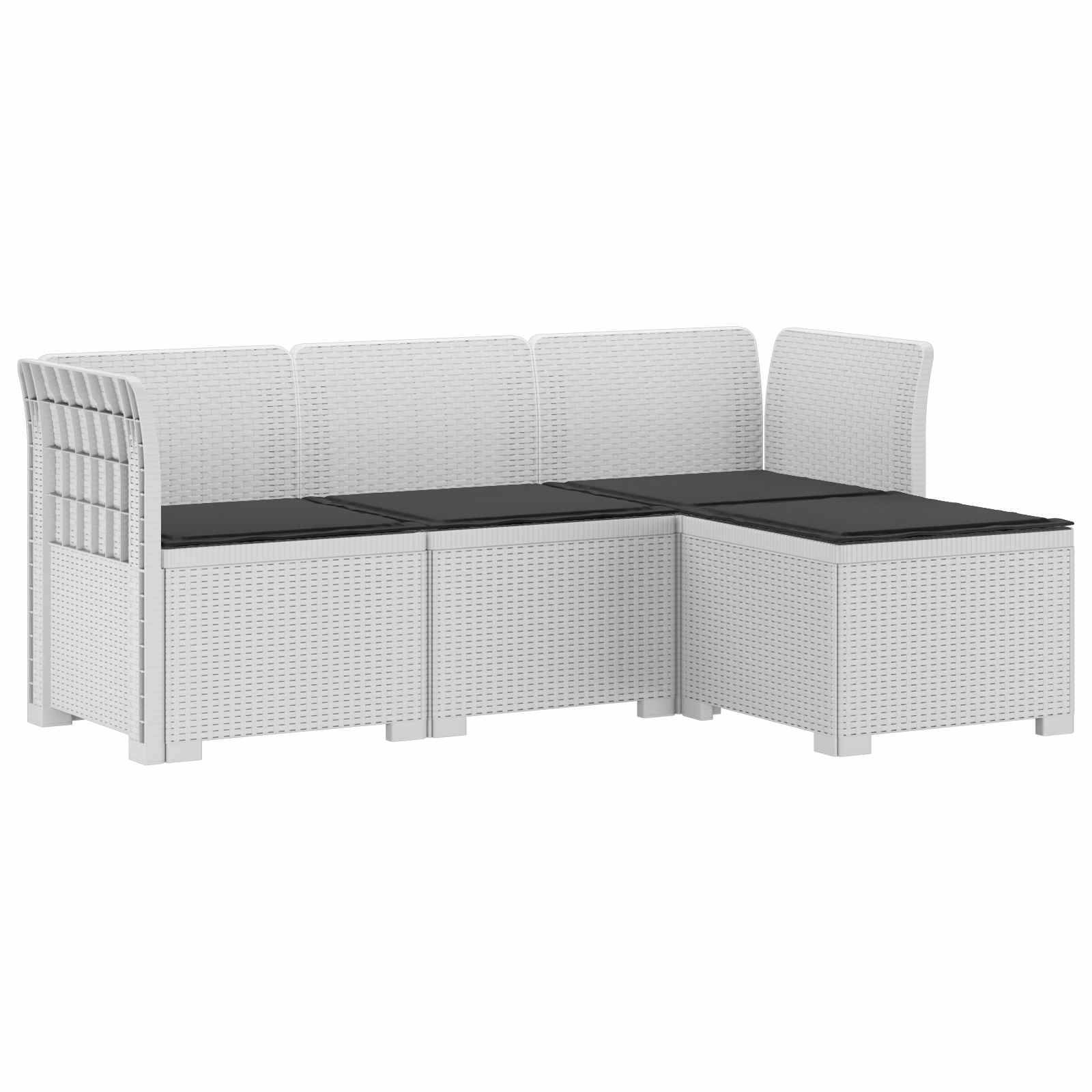 vidaXL 4-Sitzer Garten Sofa mit Kissen Rattan Look PP Weiß