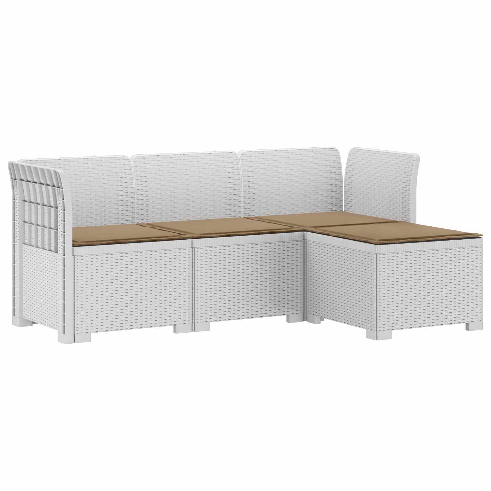 vidaXL 4-Sitzer Garten Sofa mit Kissen Rattan Look PP Weiß