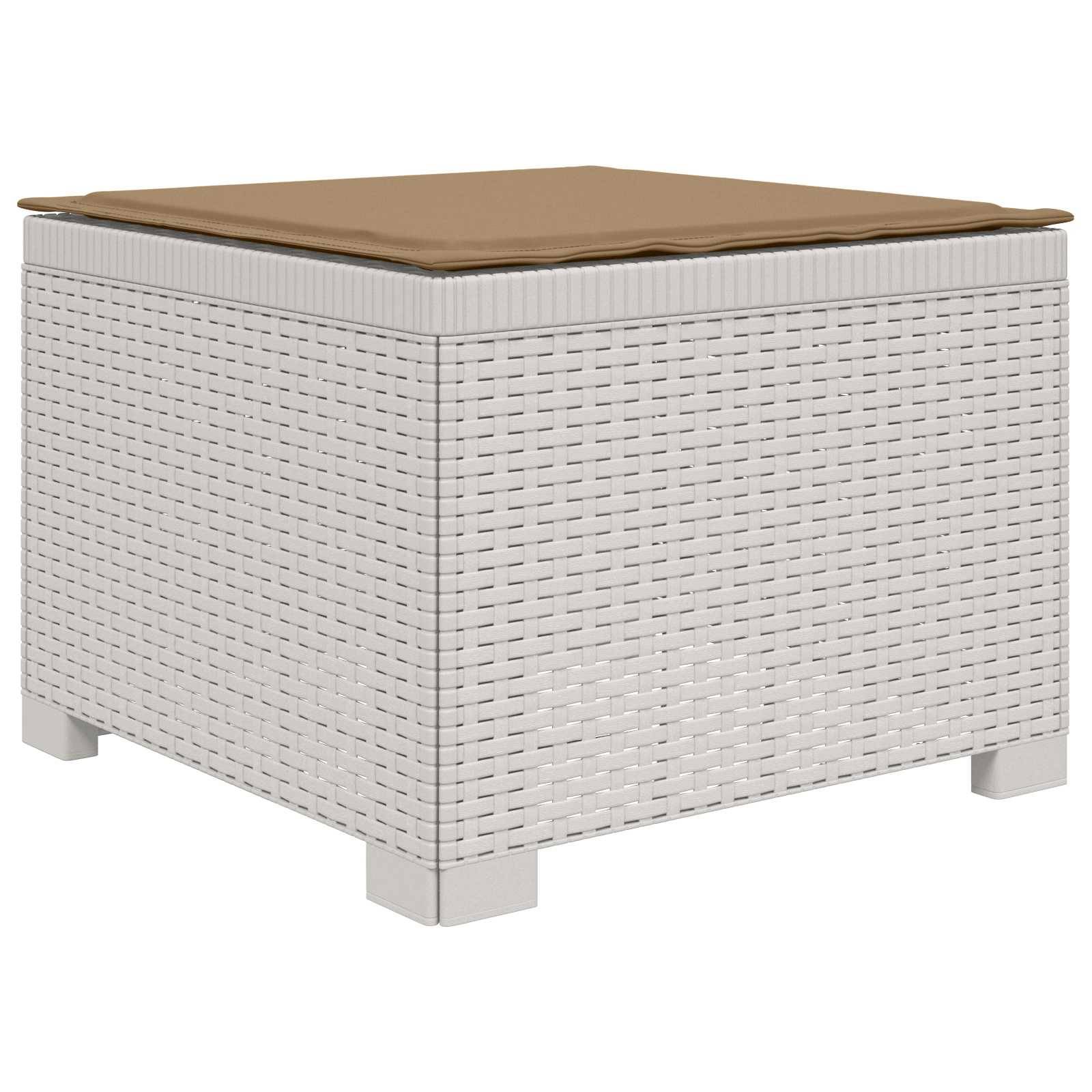 vidaXL 4-Sitzer Garten Sofa mit Kissen Rattan Look PP Weiß