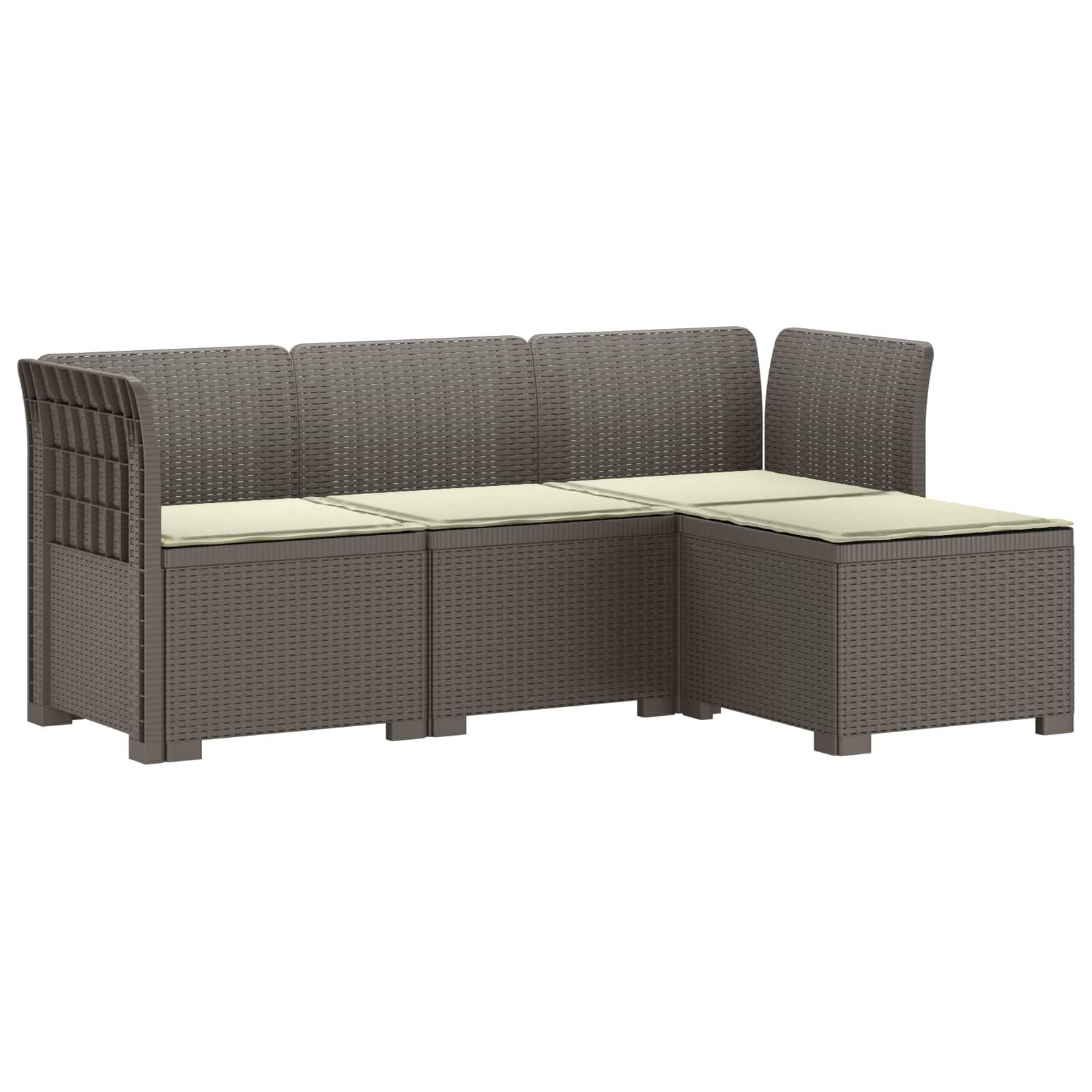 vidaXL 4-Sitzer Garten Sofa mit Kissen Rattan Look PP Hellgrau