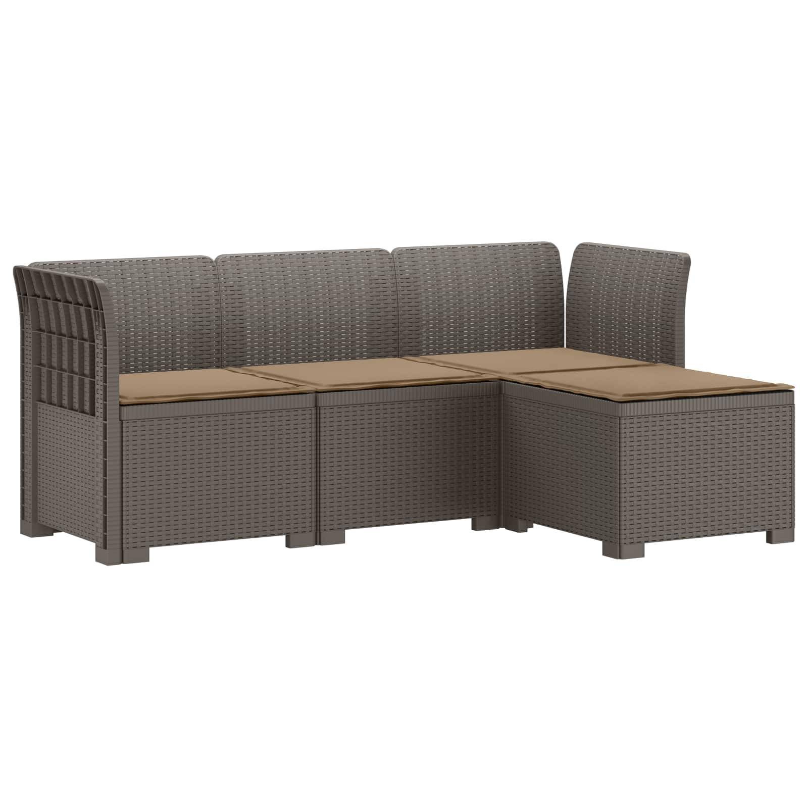 vidaXL 4-Sitzer Garten Sofa mit Kissen Rattan Look PP Hellgrau
