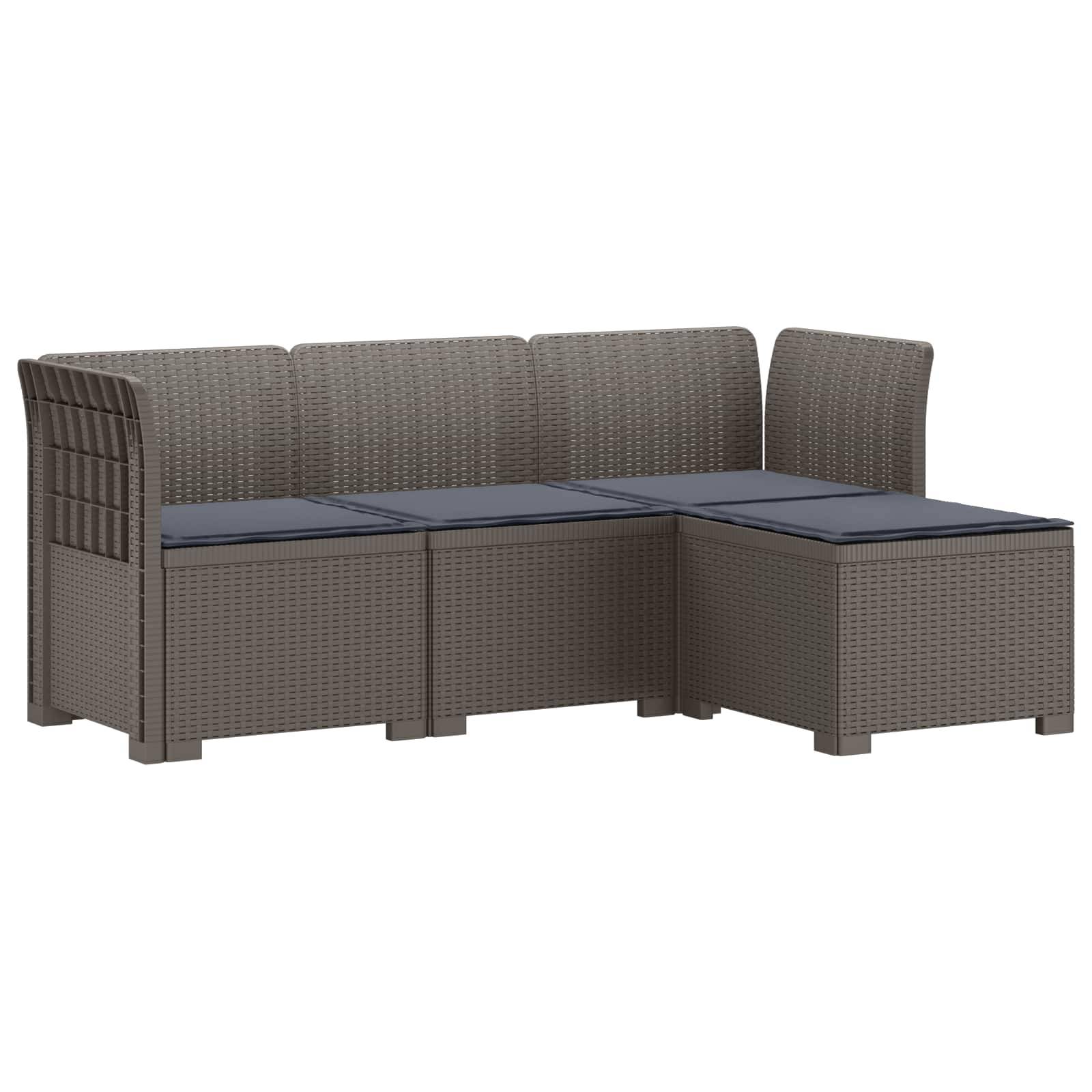 vidaXL 4-Sitzer Garten Sofa mit Kissen Rattan Look PP Hellgrau