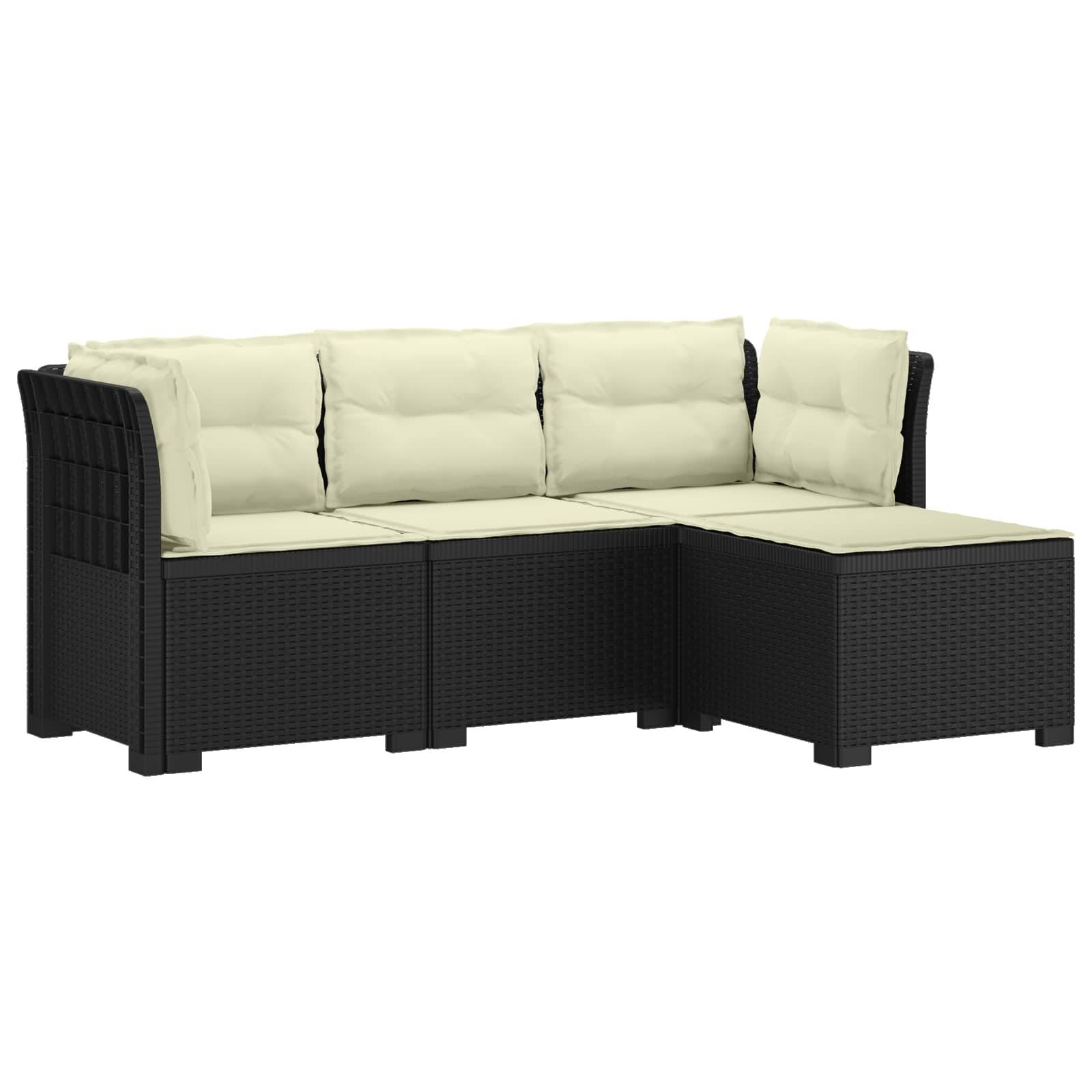 vidaXL 4-Sitzer Garten Sofa mit Kissen Rattan Look PP Anthrazit