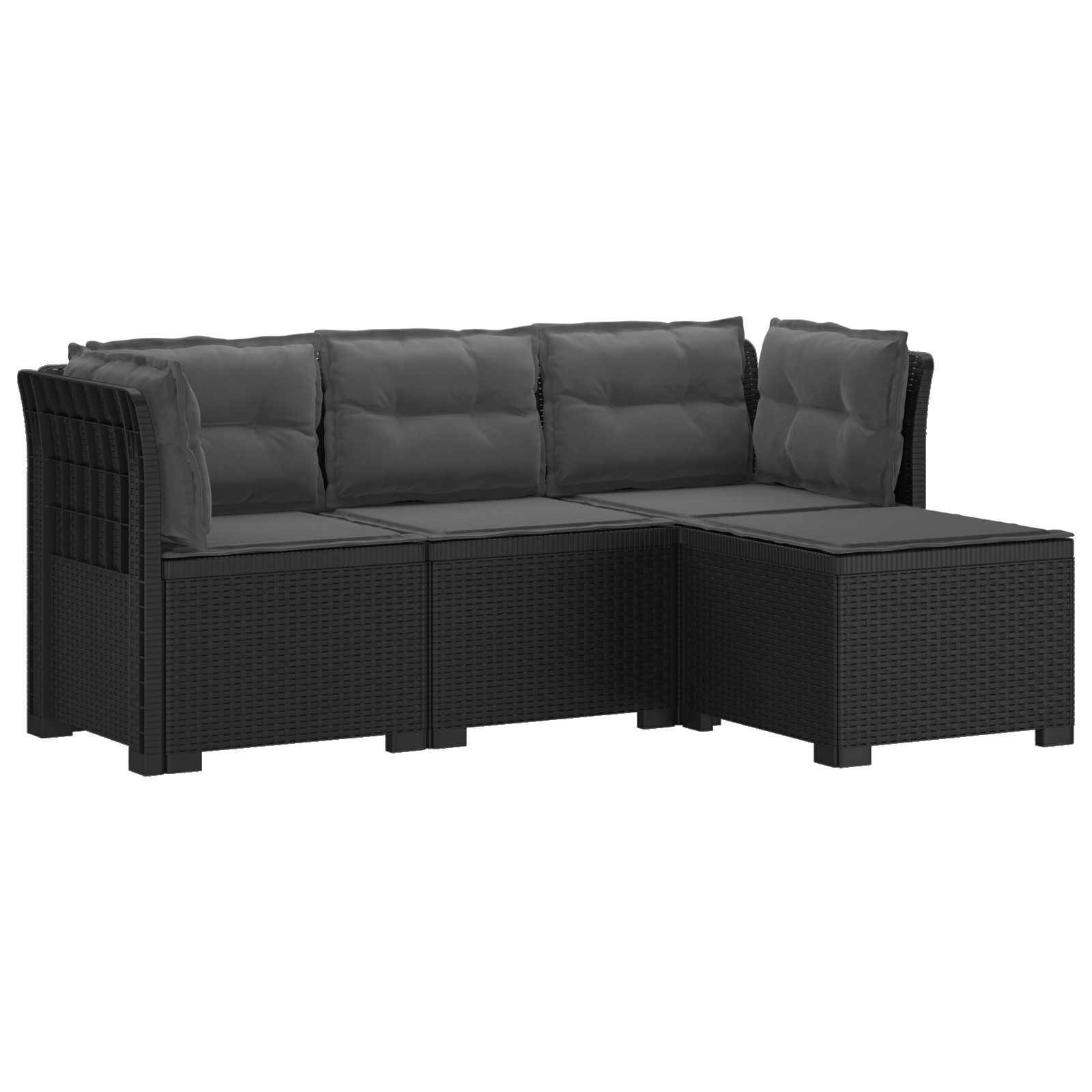 vidaXL 4-Sitzer Garten Sofa mit Kissen Rattan Look PP Anthrazit