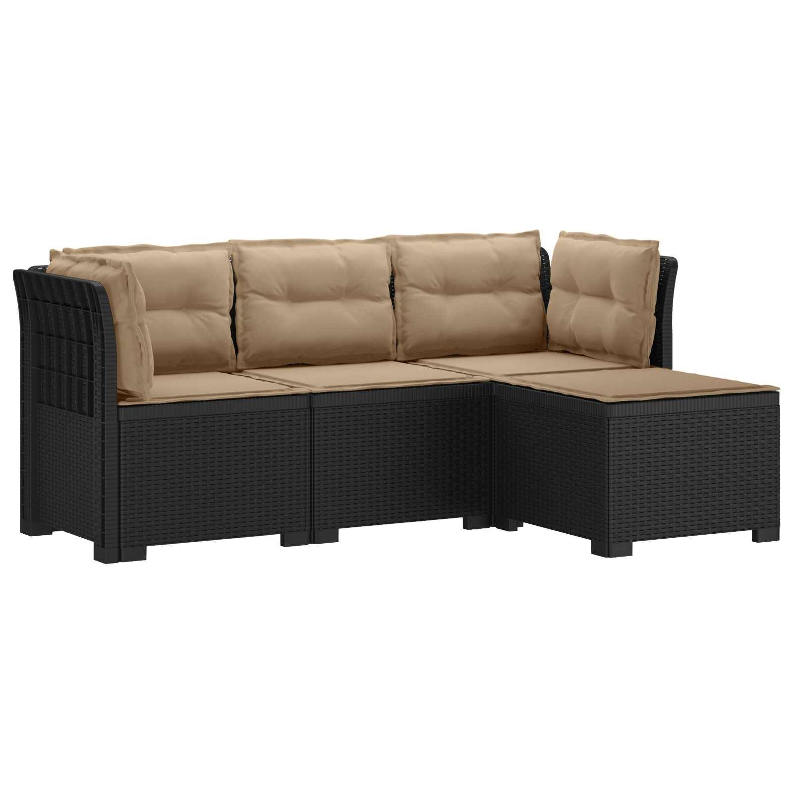 vidaXL 4-Sitzer Garten Sofa mit Kissen Rattan Look PP Anthrazit