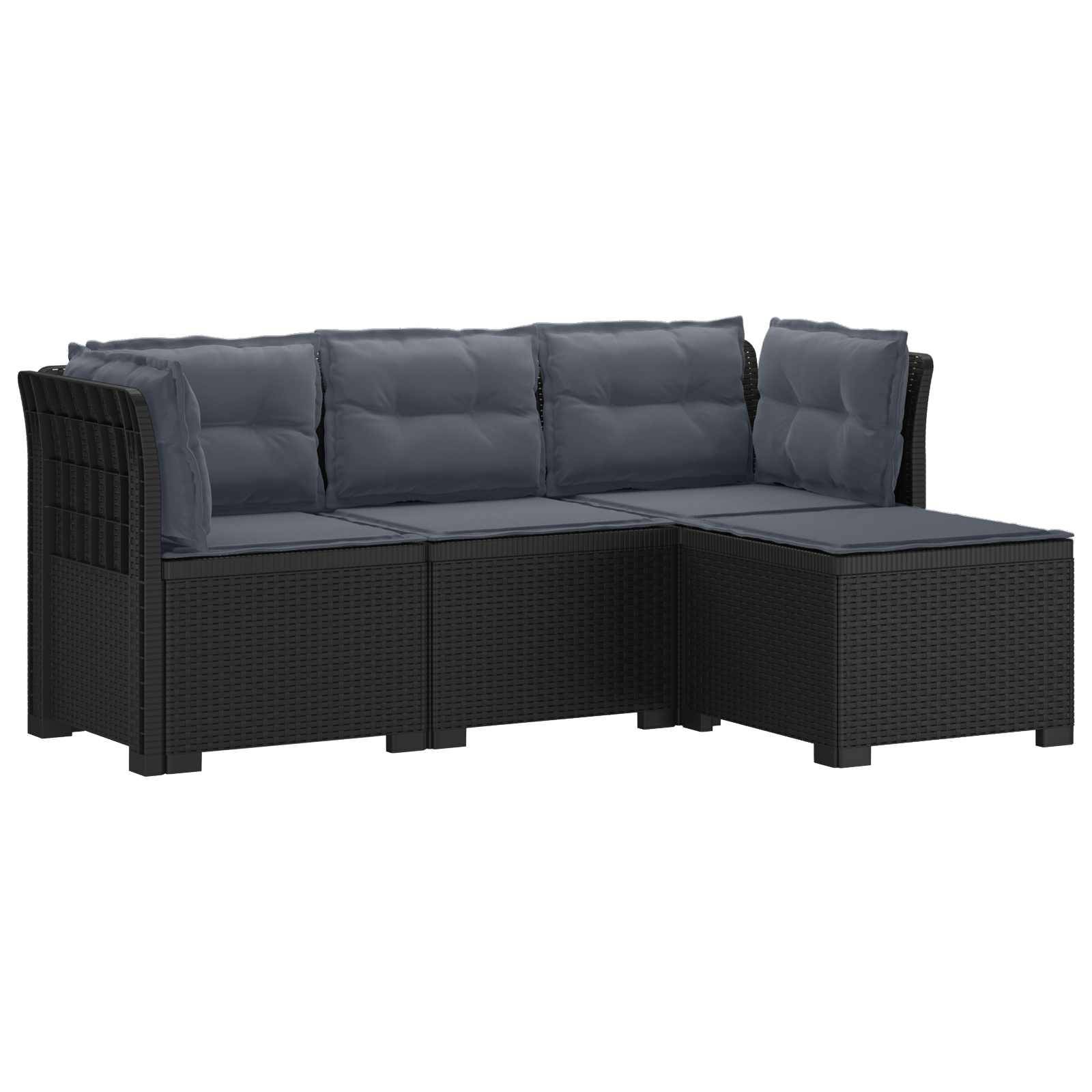 vidaXL 4-Sitzer Garten Sofa mit Kissen Rattan Look PP Anthrazit