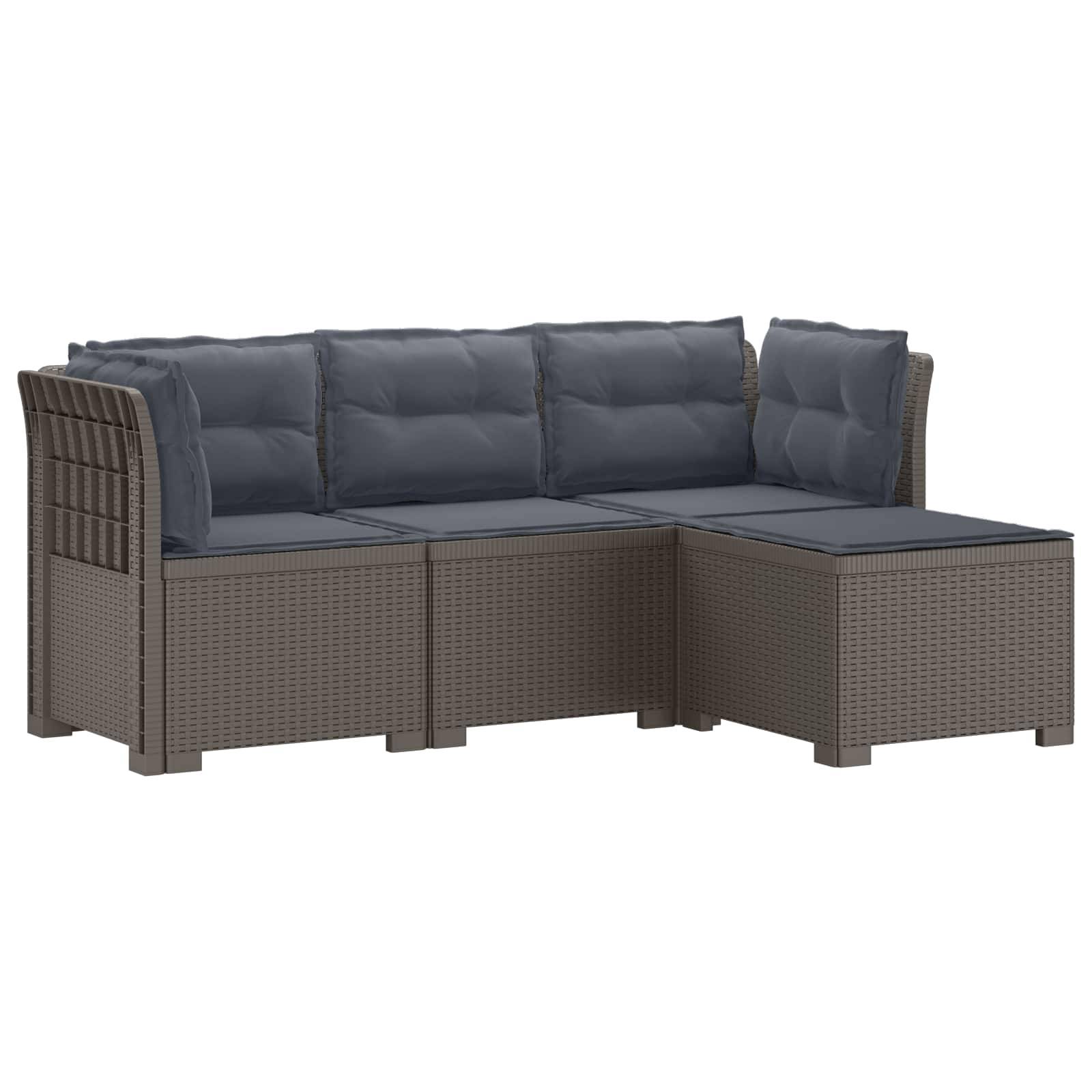 vidaXL 4-Sitzer Garten Sofa mit Kissen Rattan Look PP Hellgrau