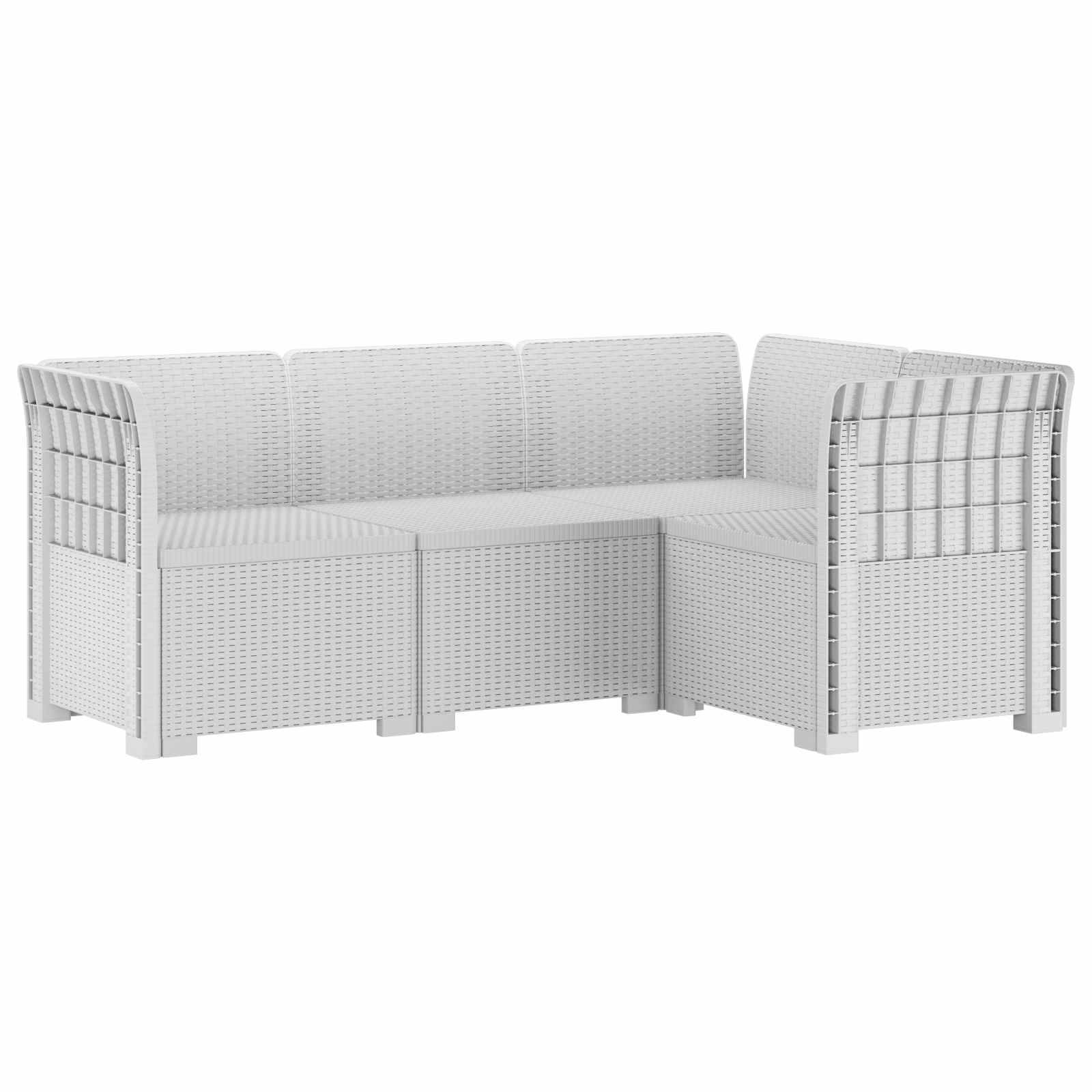 vidaXL 4-Sitzer Gartensofa Rattan-Look PP Weiß